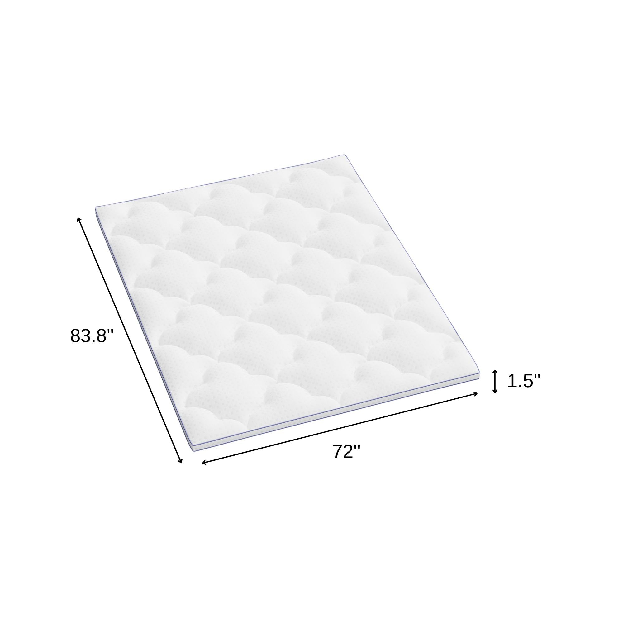 2" White Cotton California King Mattress Topper