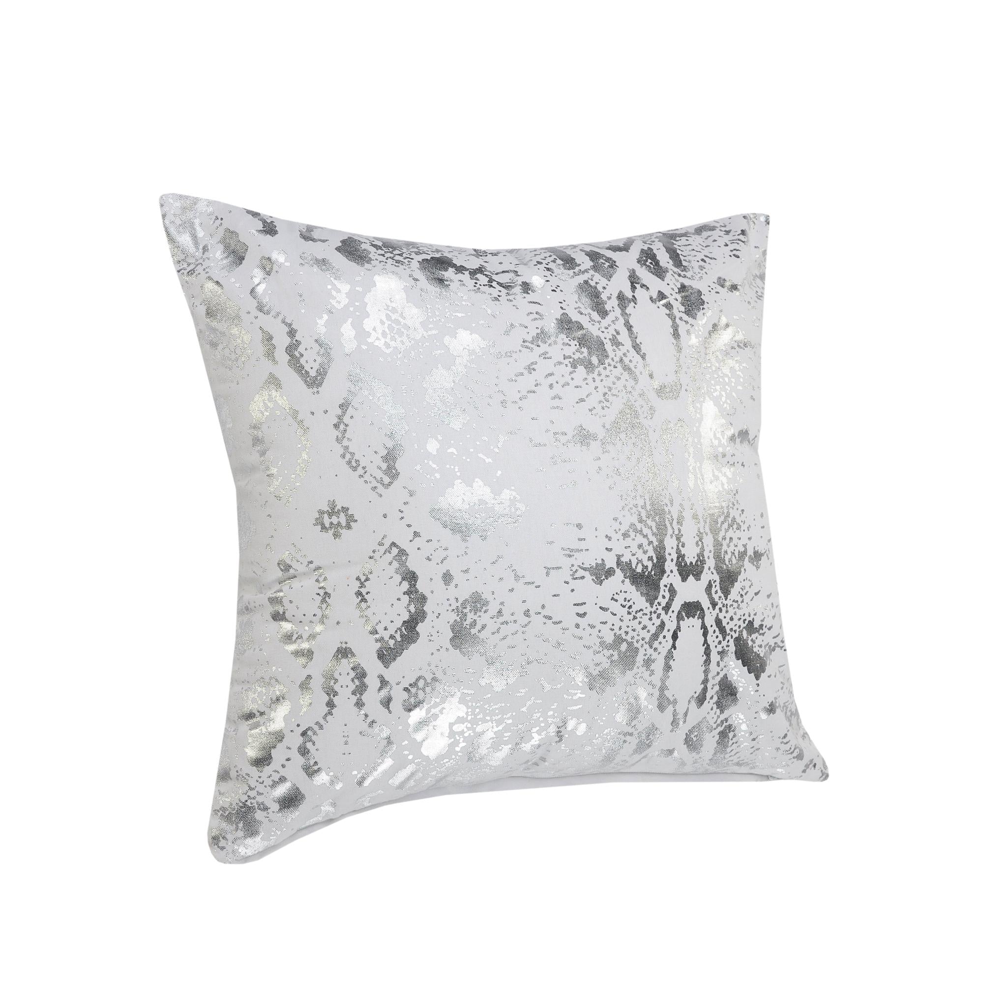 20" White And Silver Beach Cotton Throw Pillow Cover