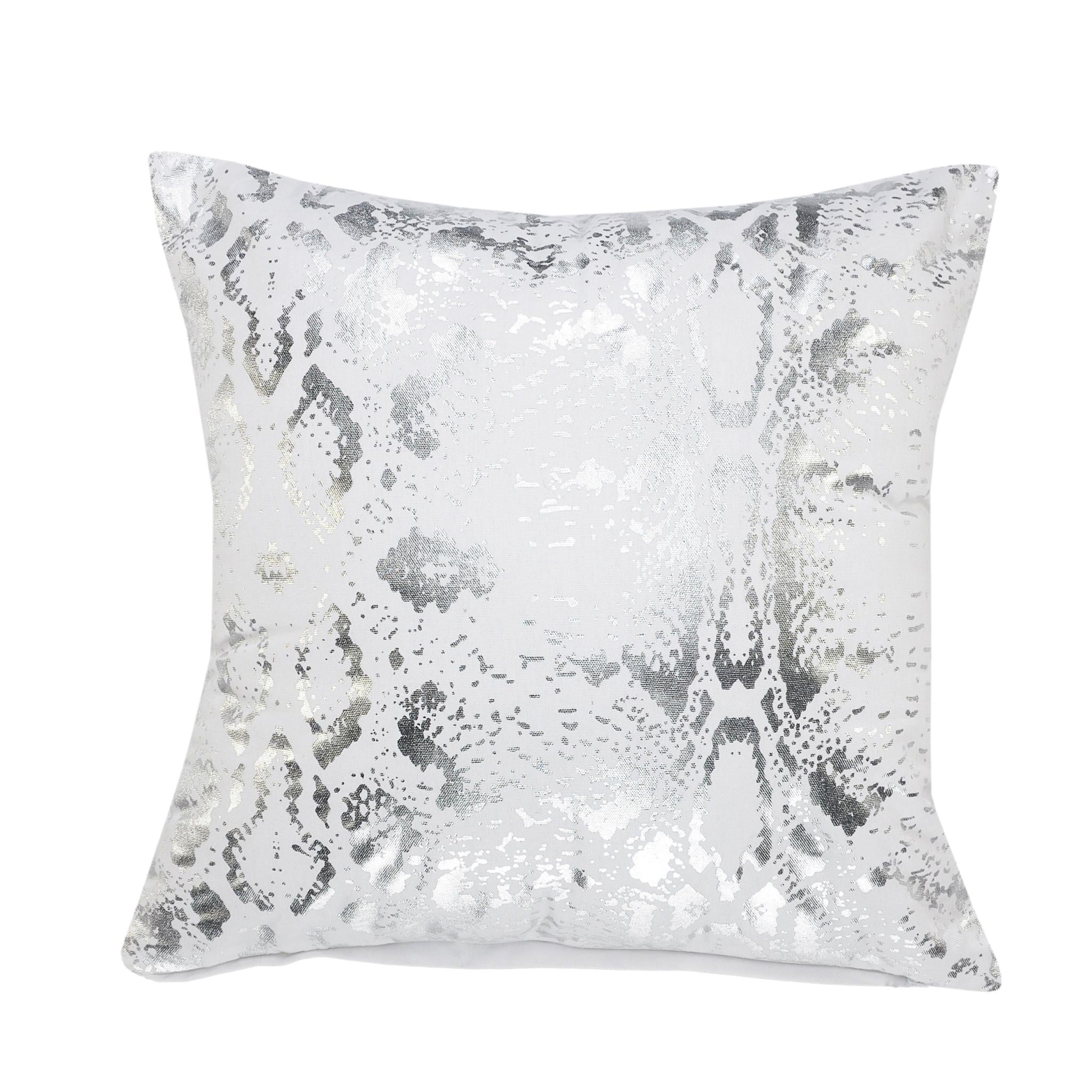 20" White And Silver Beach Cotton Throw Pillow Cover