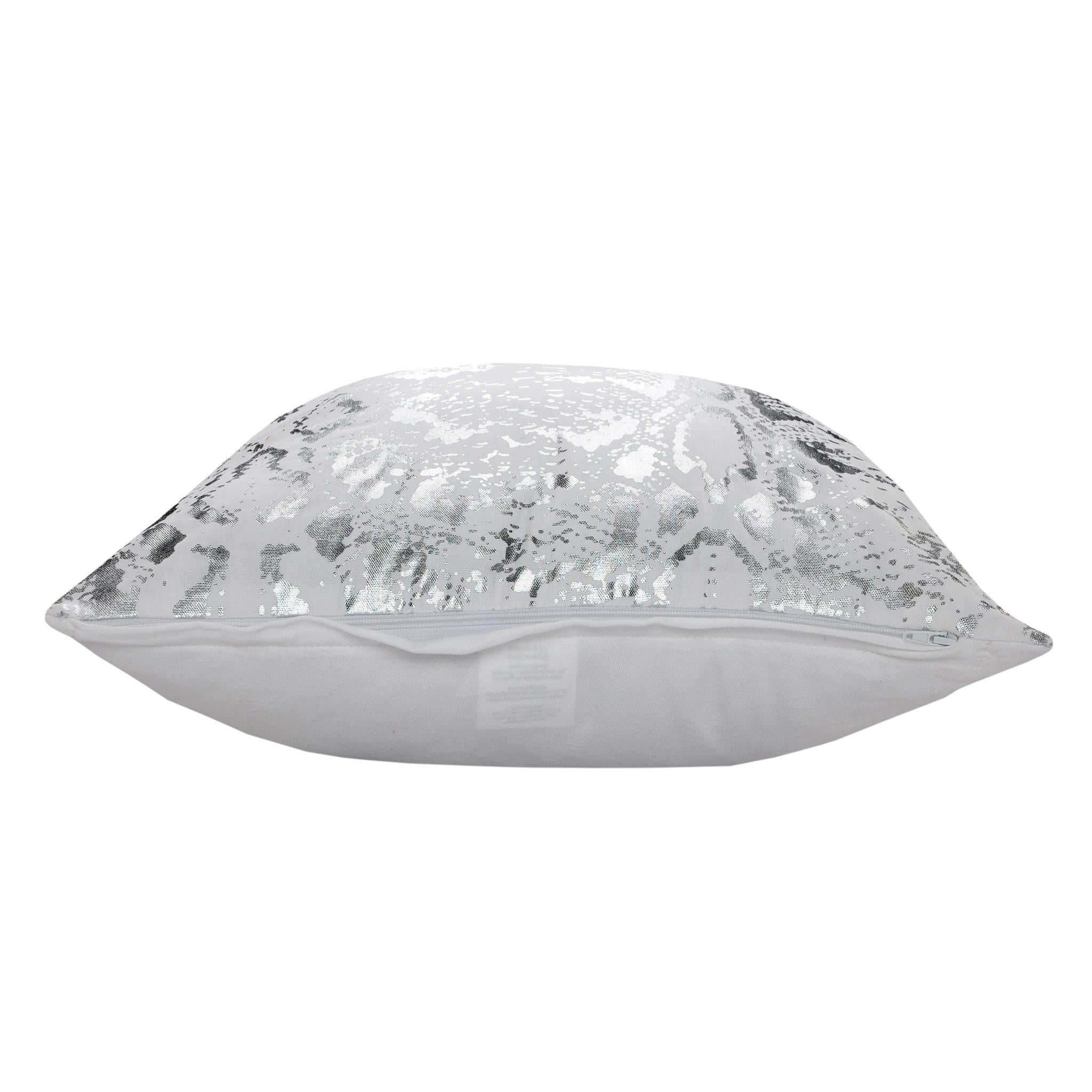 20" White And Silver Beach Cotton Throw Pillow Cover