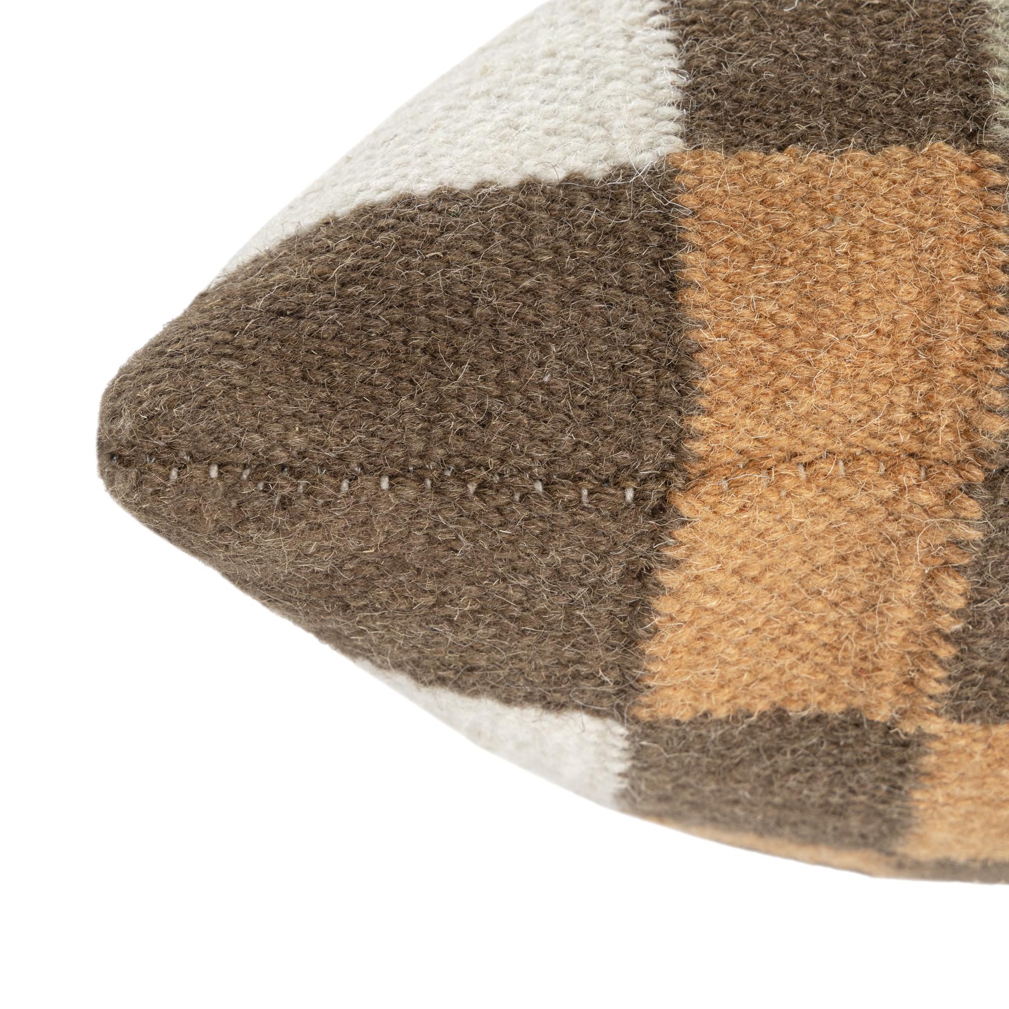 24" Beige Brown Burnt Orange And Gray Geometric Wool Blend Throw Pillow