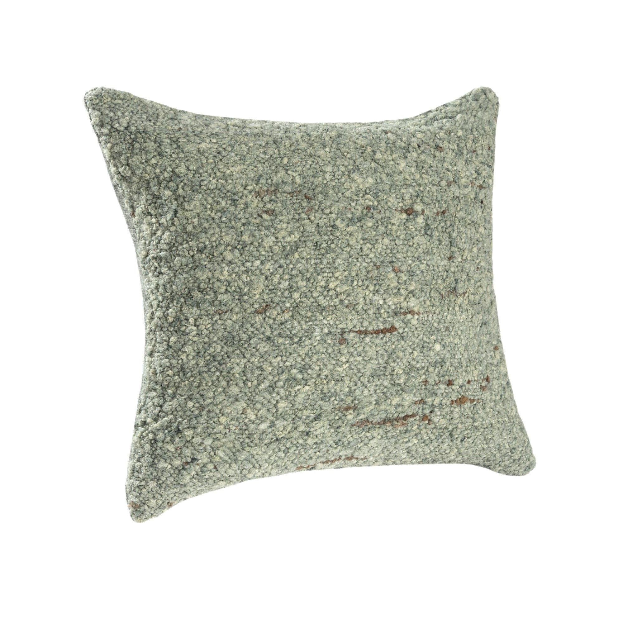 24" Green Wool Throw Pillow