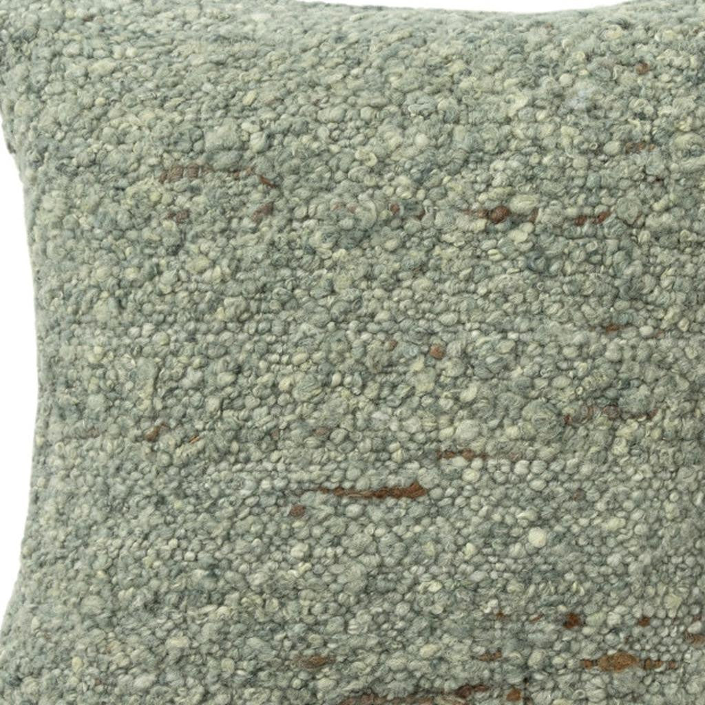 24" Green Wool Throw Pillow