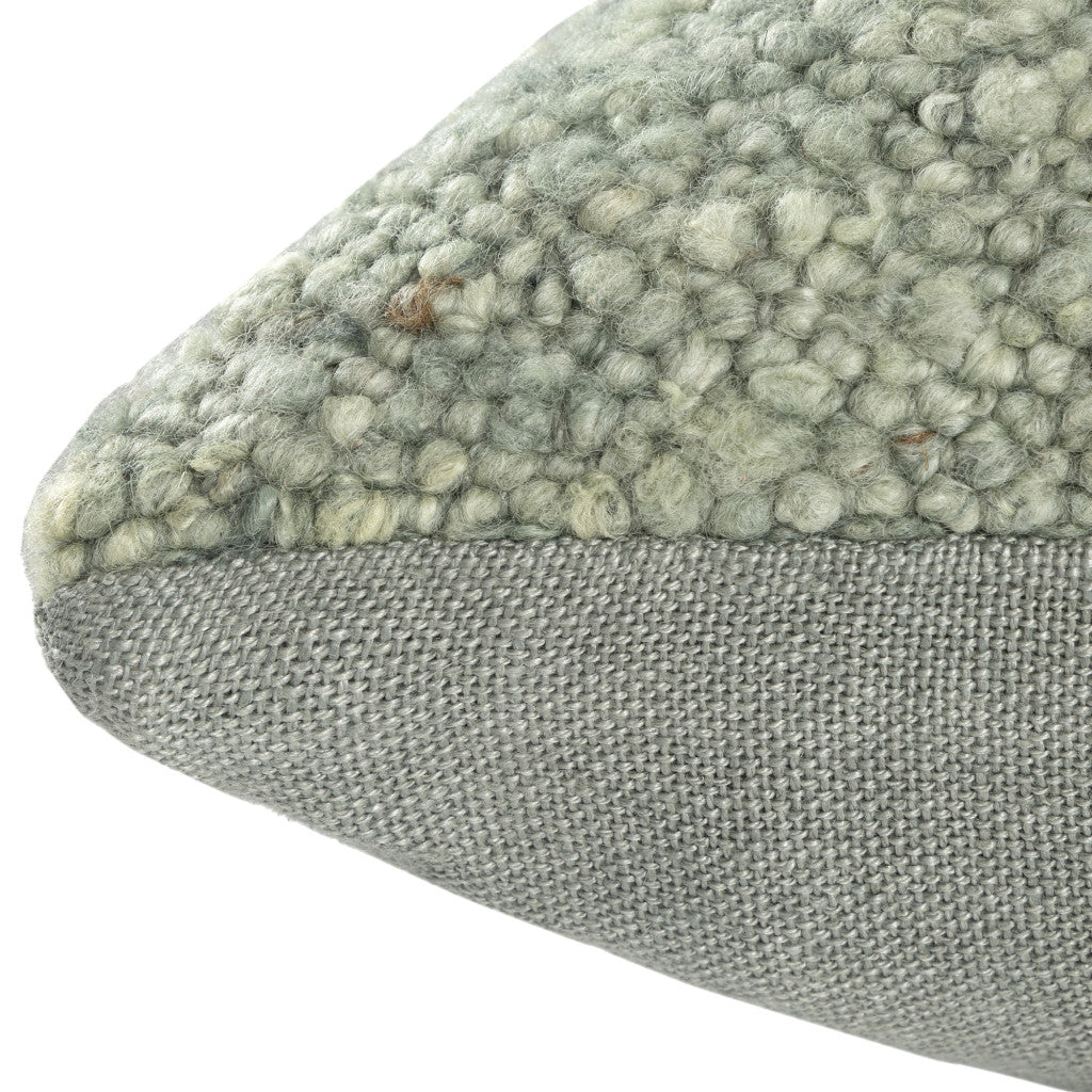 24" Green Wool Throw Pillow