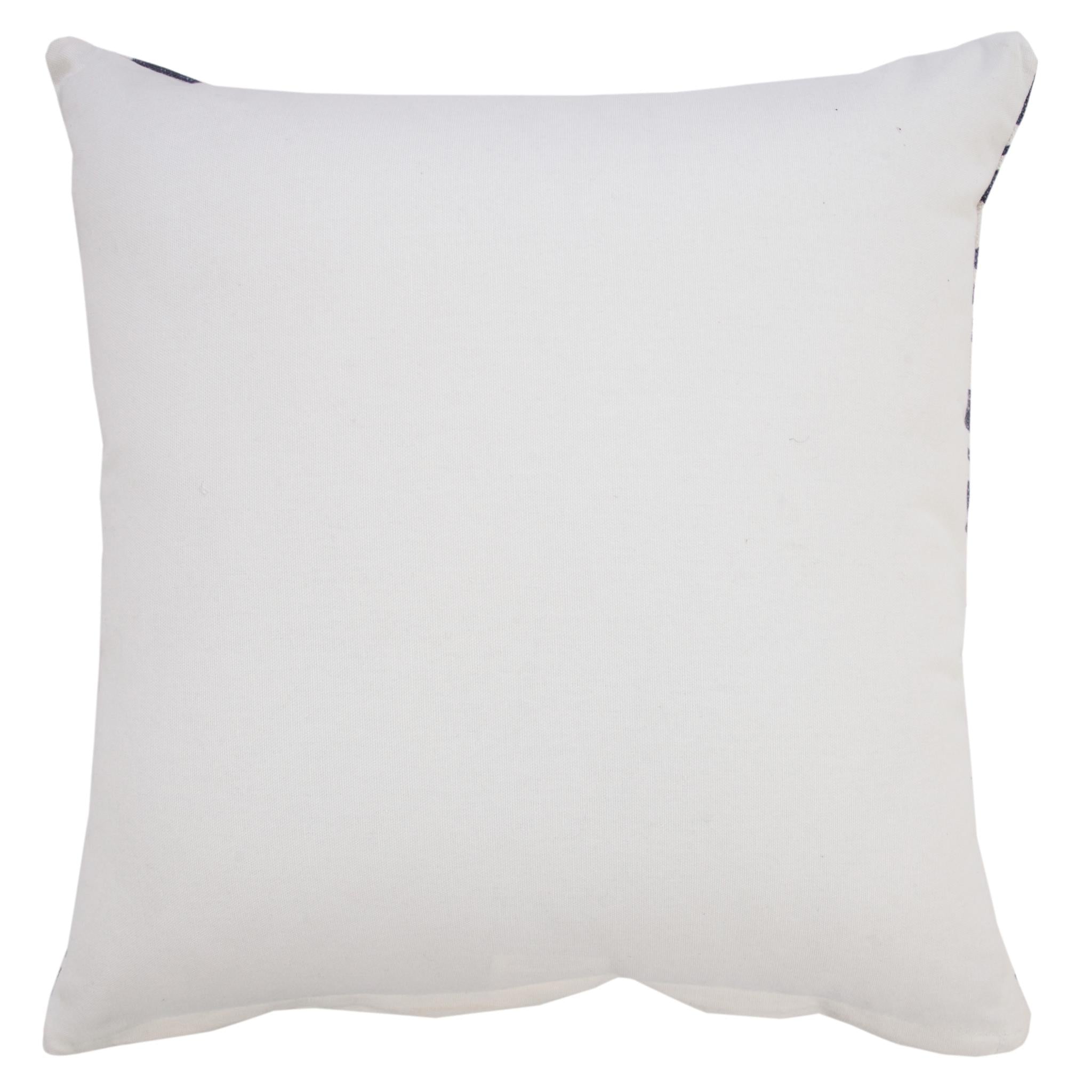 Set of Two 20" Navy Blue And Beige Geometric Cotton Throw Pillows