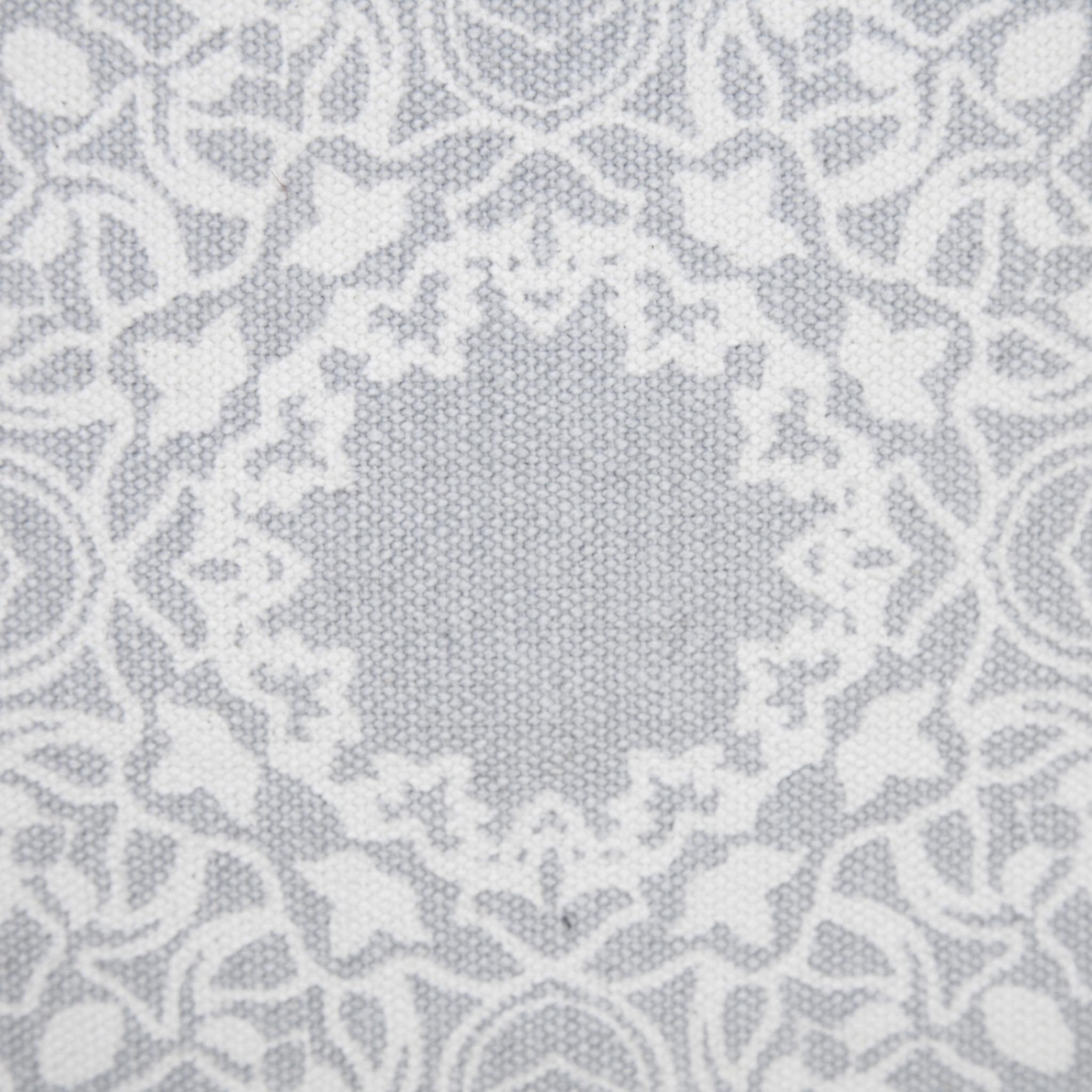Set of Two 20" Gray And Off White Medallion Cotton Throw Pillows