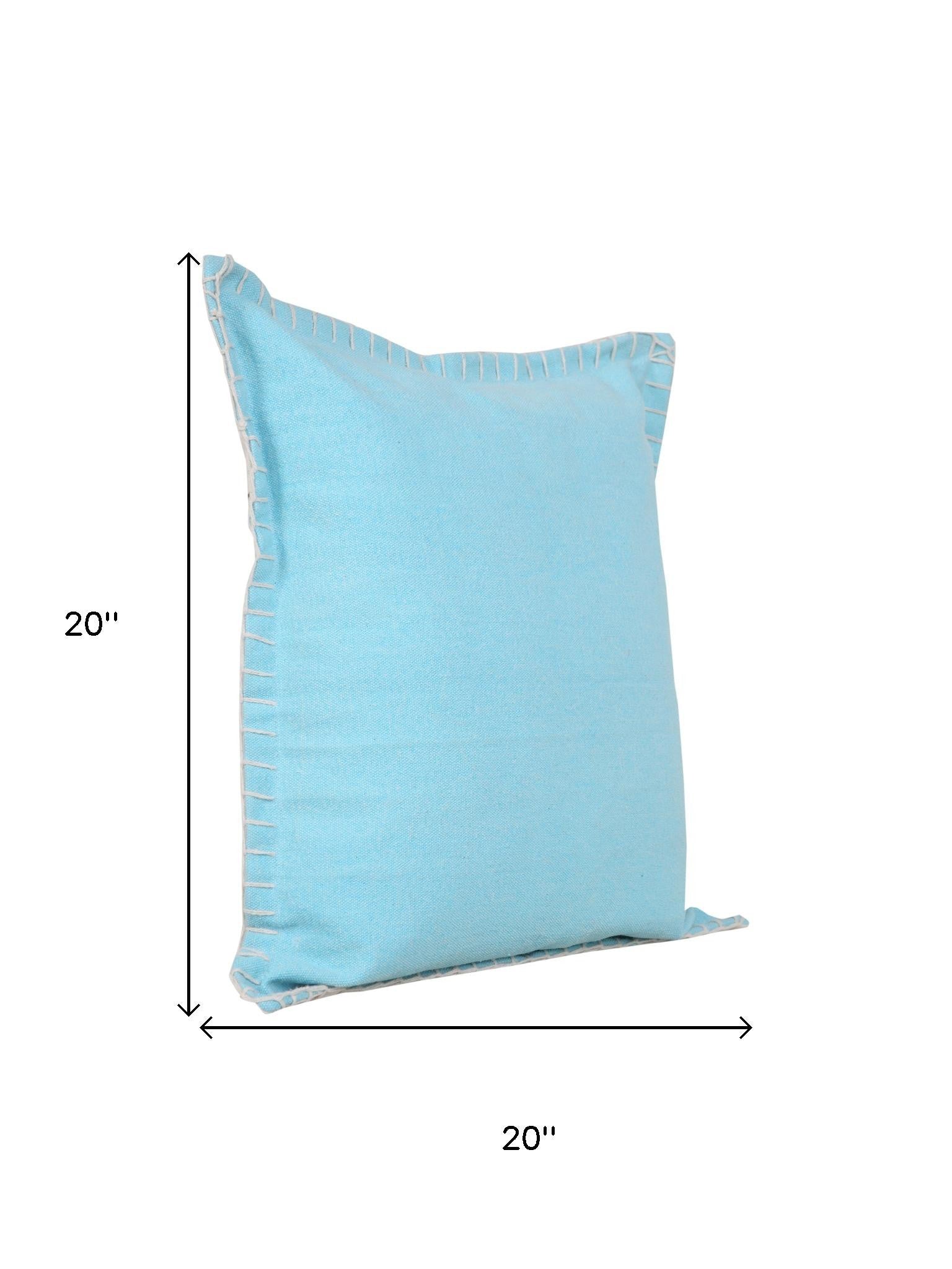Set of Two 20" Blue Cotton Throw Pillows