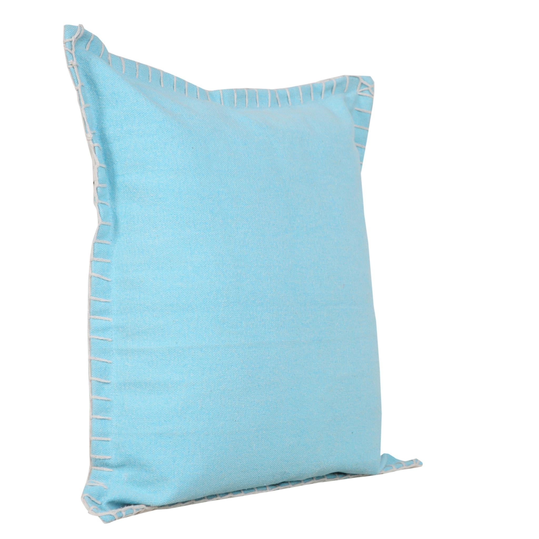Set of Two 20" Blue Cotton Throw Pillows
