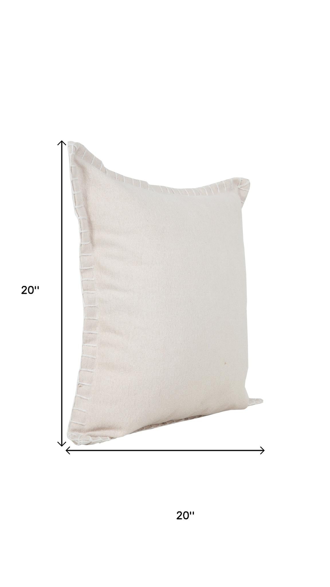 Set of Two 20" Tan And Beige Cotton Throw Pillows
