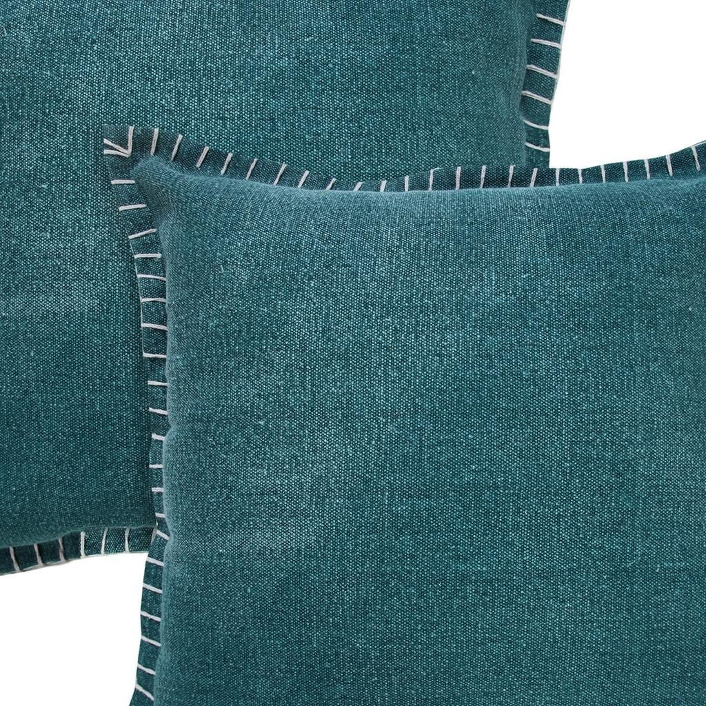 Set of Two 20" Green Cotton Throw Pillows