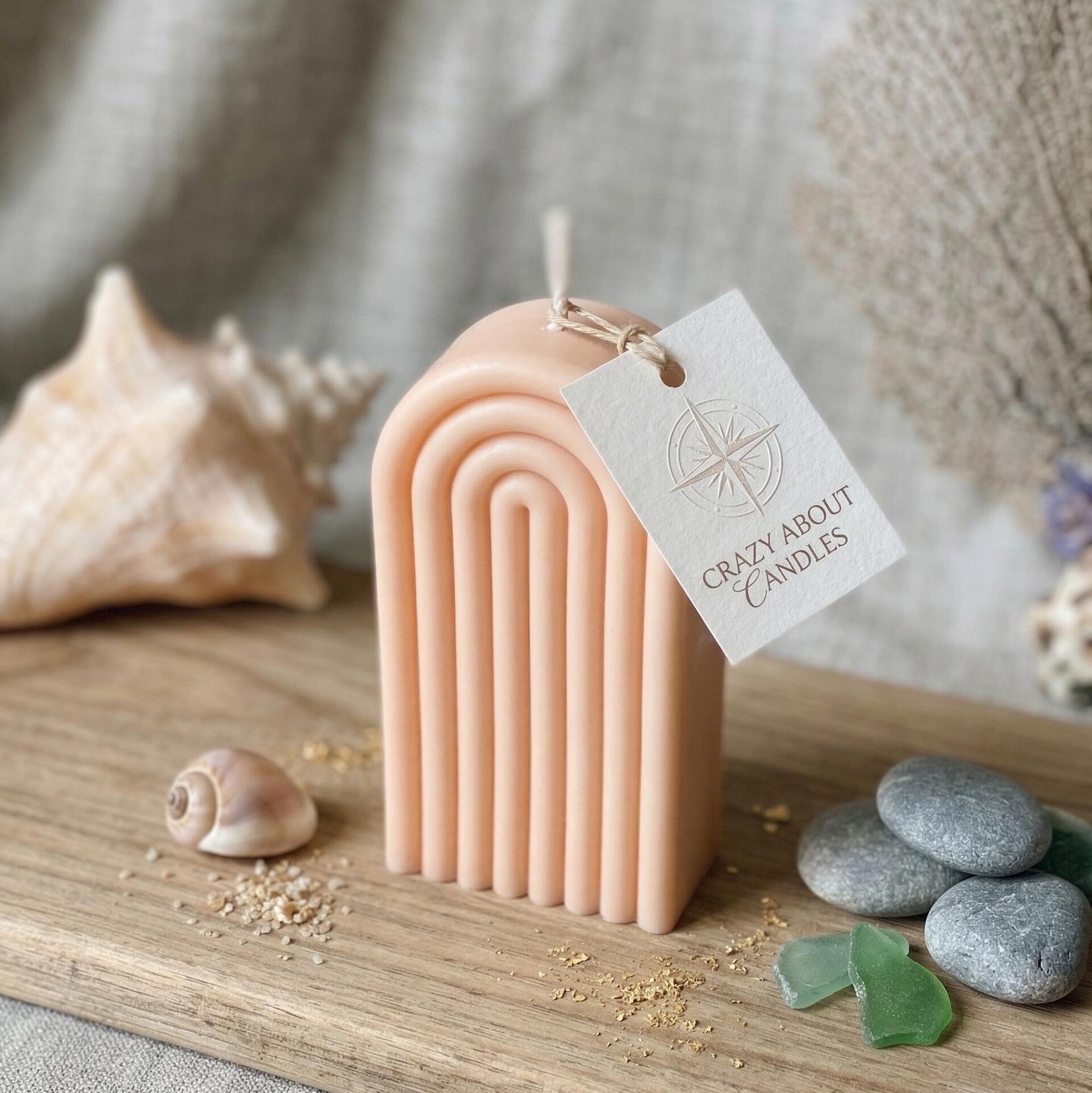 3" Peach Rose Petals Scented Candle Round Pillar