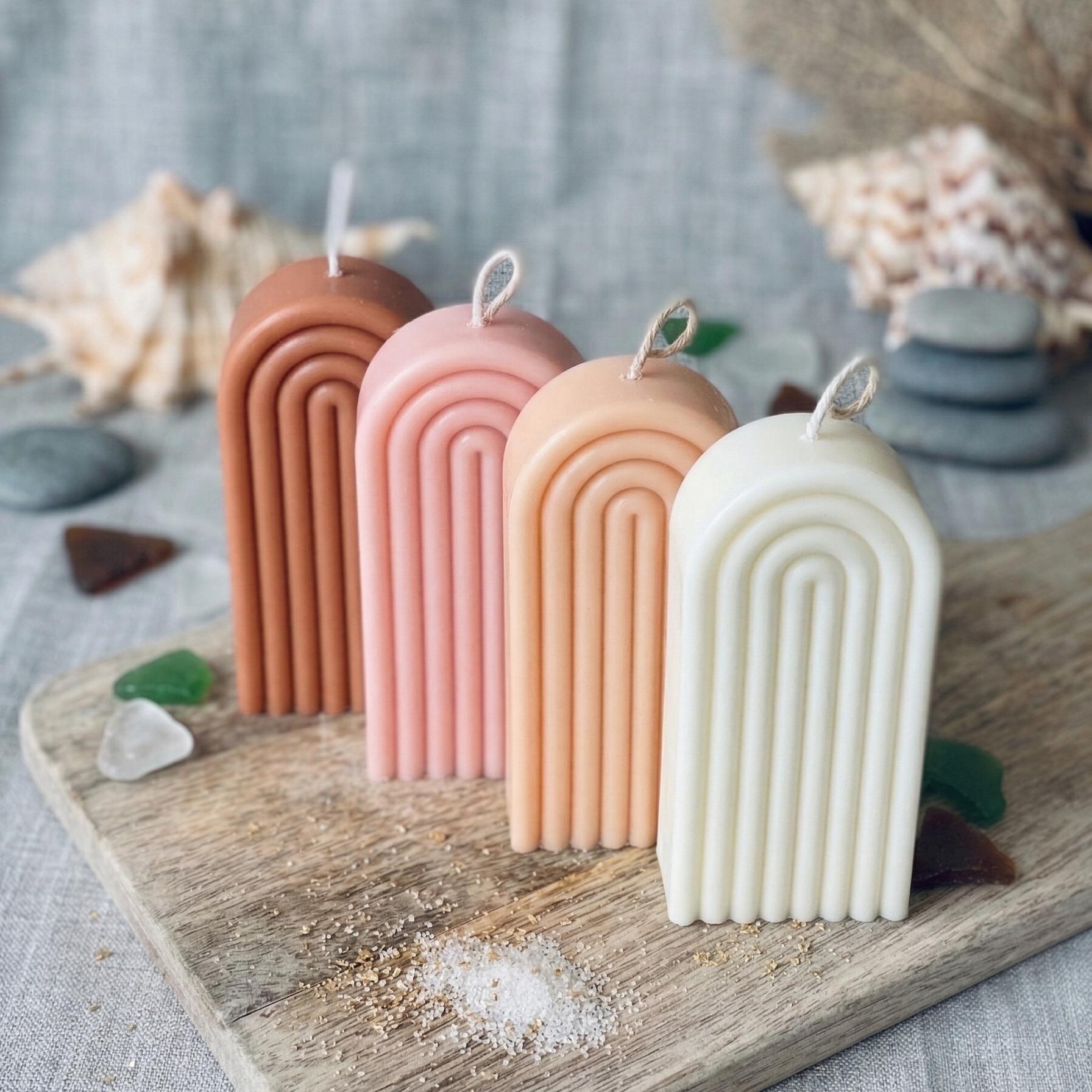 3" Peach Rose Petals Scented Candle Round Pillar