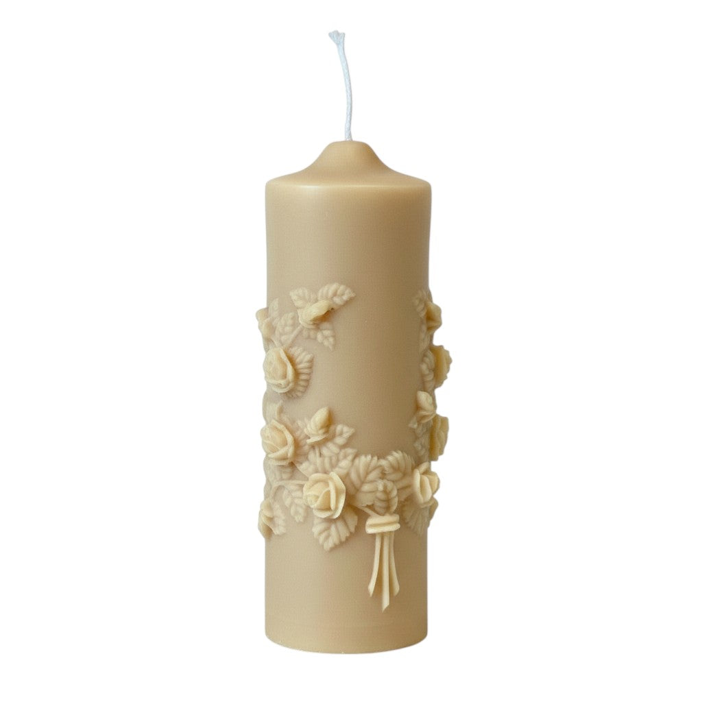 2" Almond Unscented Candle Round Pillar