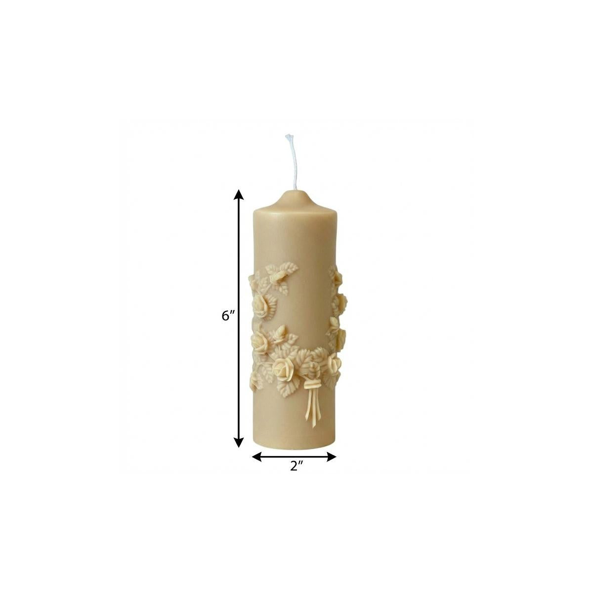 2" Almond Unscented Candle Round Pillar