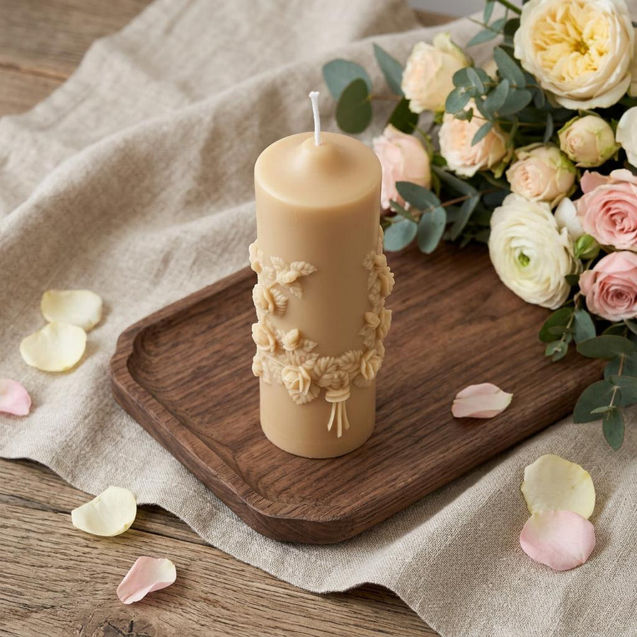 2" Almond White Tea Scented Candle Round Pillar