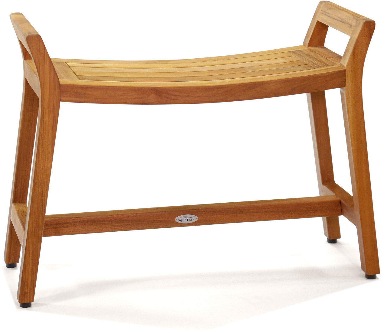 22" X 31" Brown Teak Rectangular Shower Bench With Handles