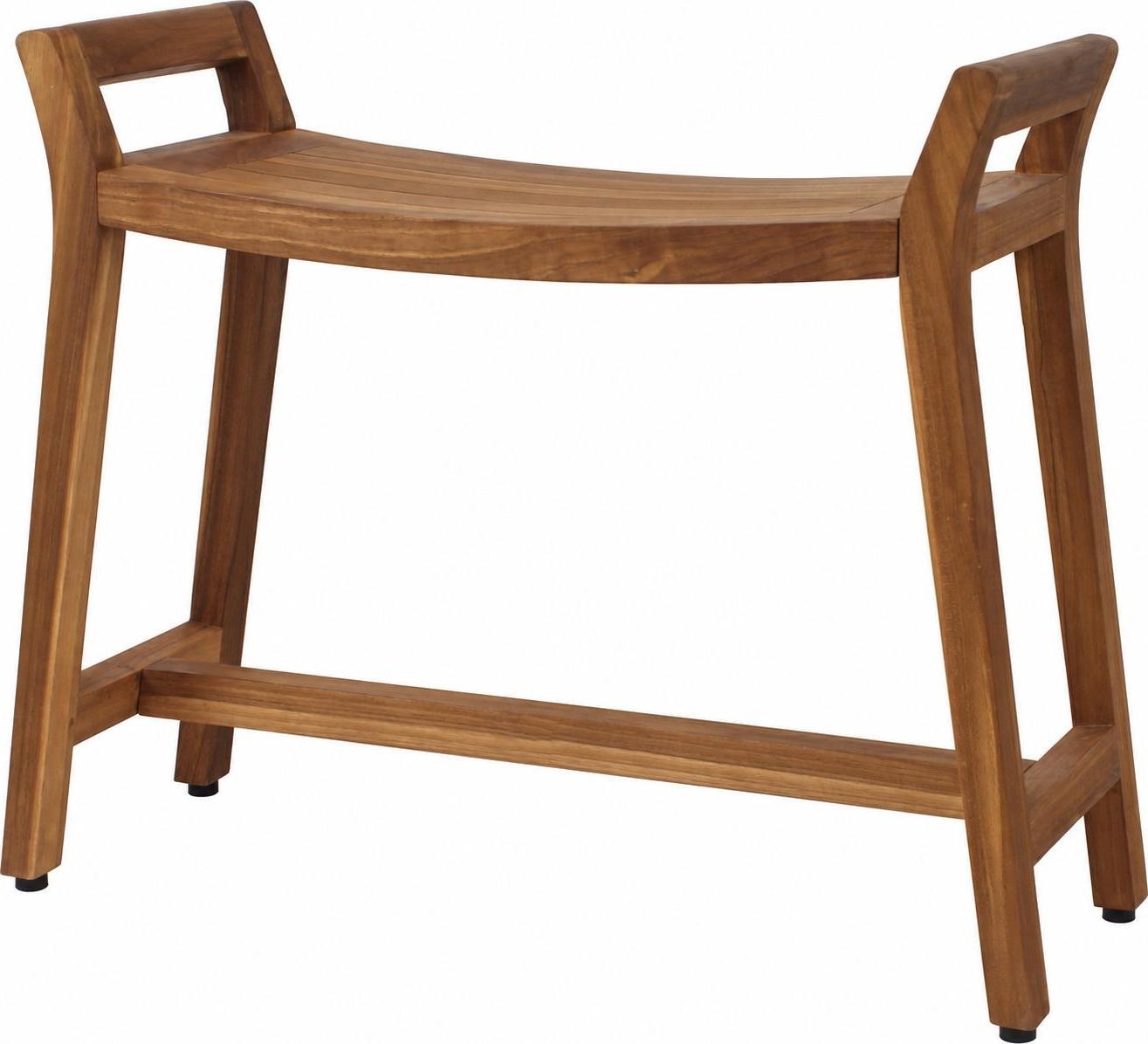 21" X 32" Brown Teak Rectangular Shower Bench With Handles