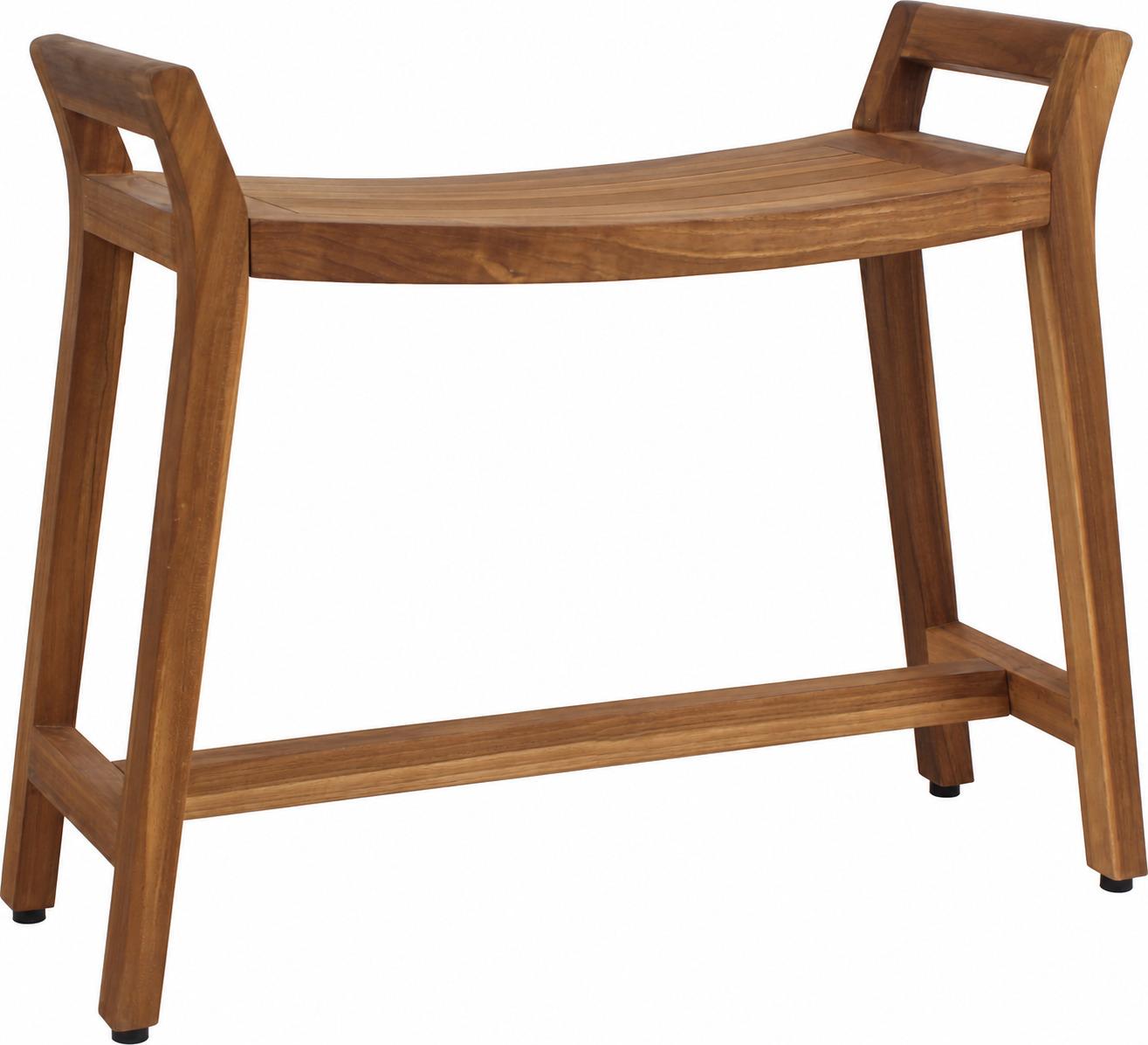 21" X 32" Brown Teak Rectangular Shower Bench With Handles