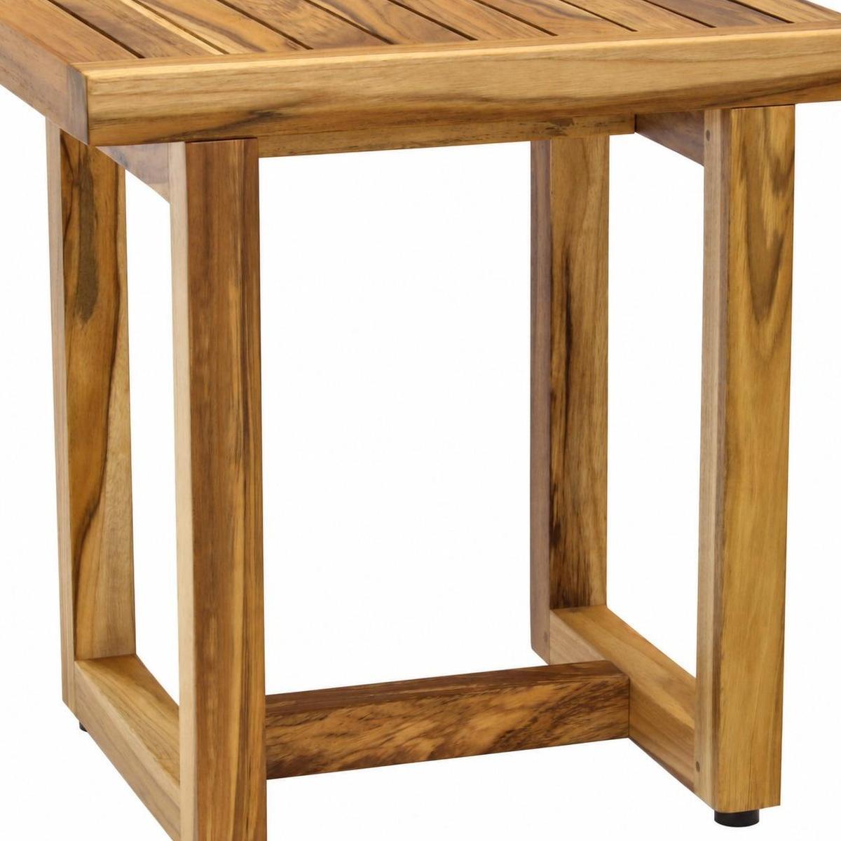18" X 18" Brown Teak Rectangular Shower Bench