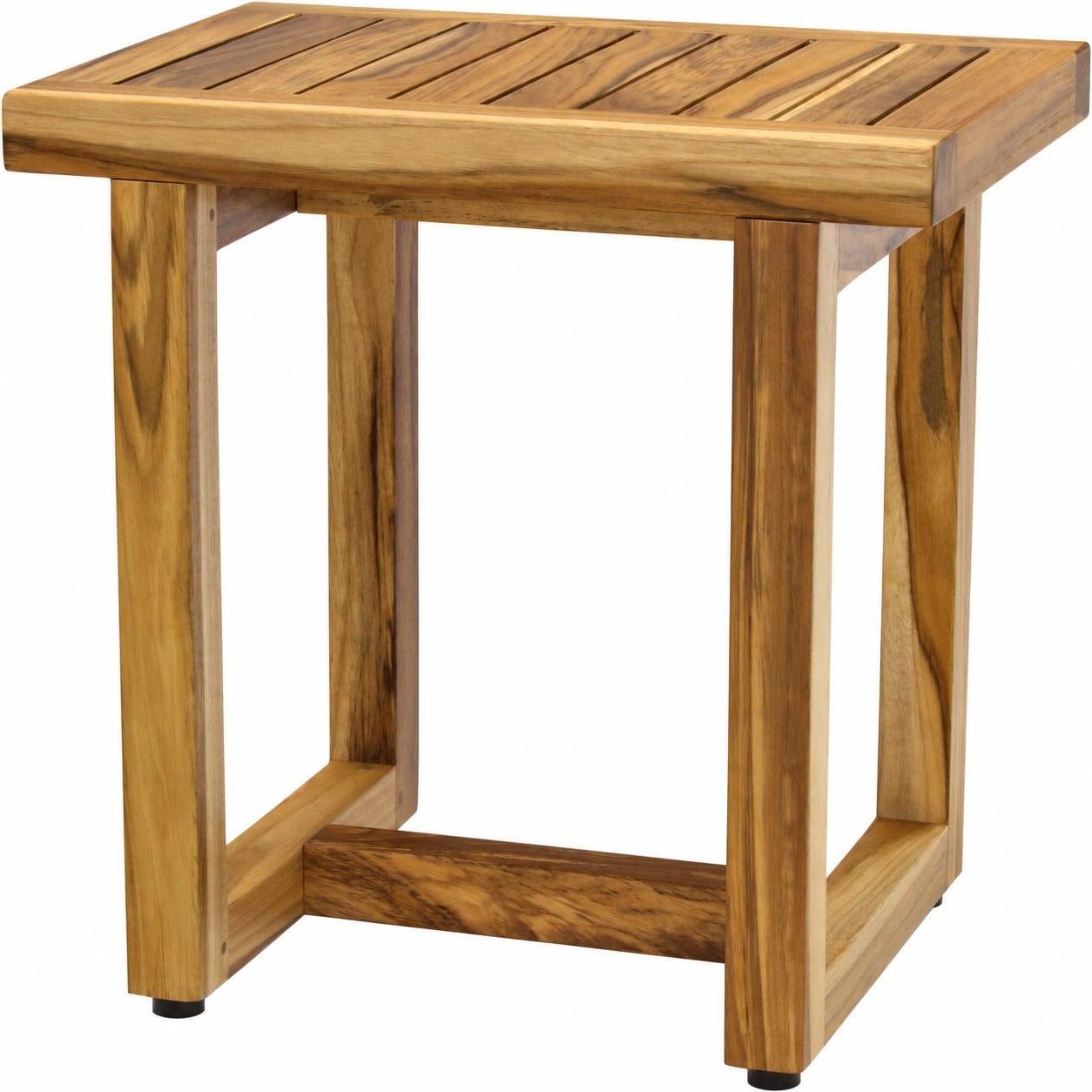 18" X 18" Brown Teak Rectangular Shower Bench