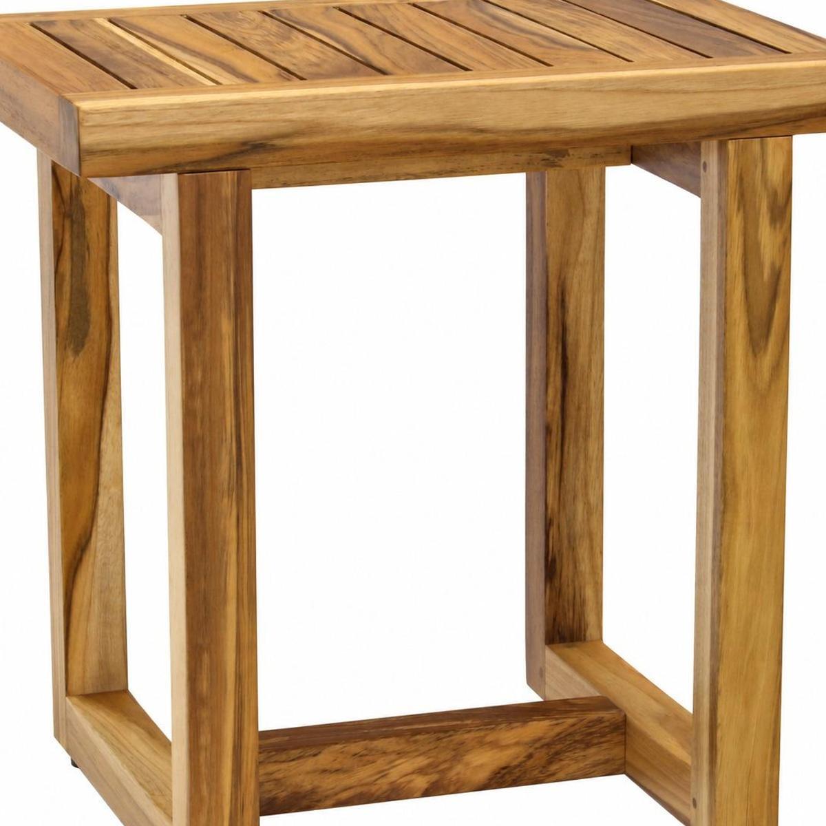 18" X 18" Brown Teak Rectangular Shower Bench