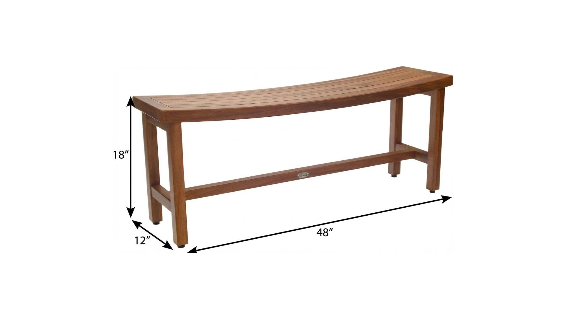 18" X 48" Brown Teak Rectangular Shower Bench