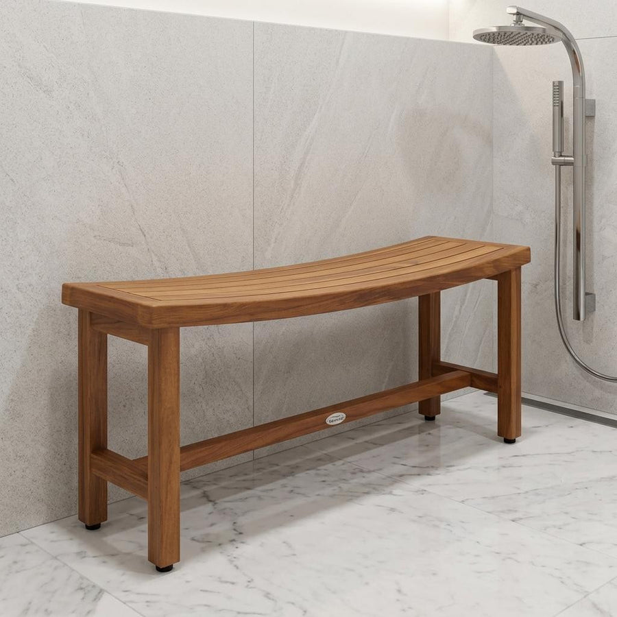 18" X 48" Brown Teak Rectangular Shower Bench
