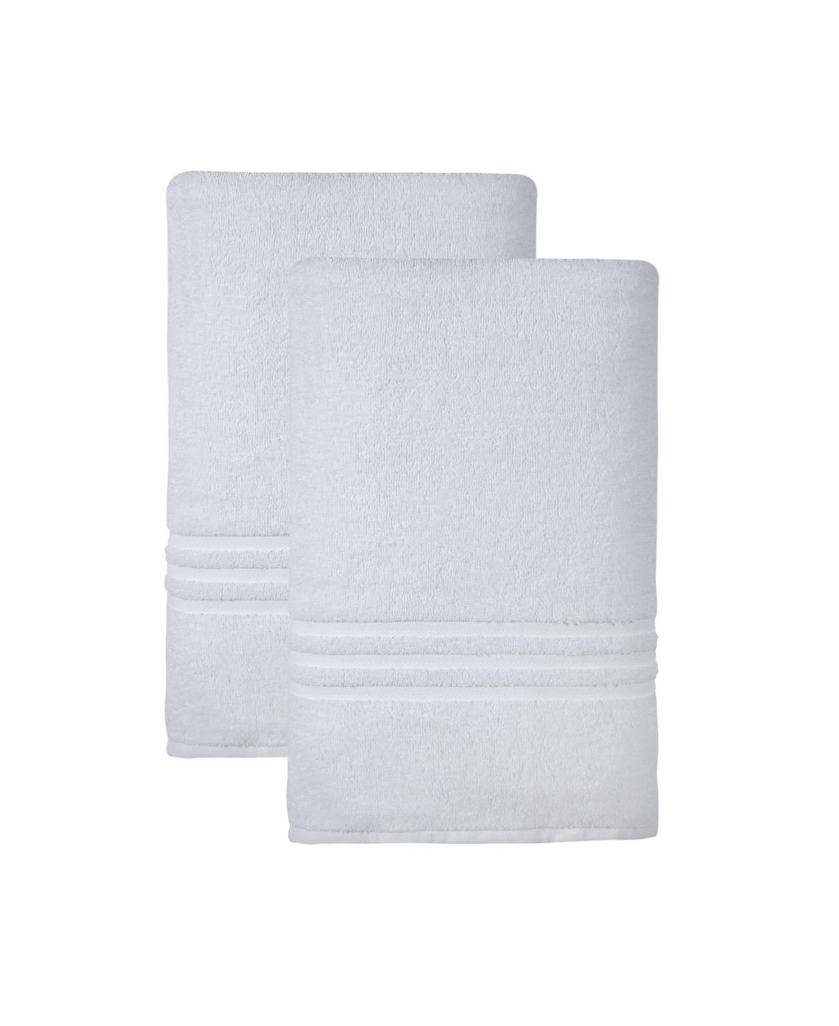 Set of Two White Turkish Cotton 35" X 66" Bath Sheets