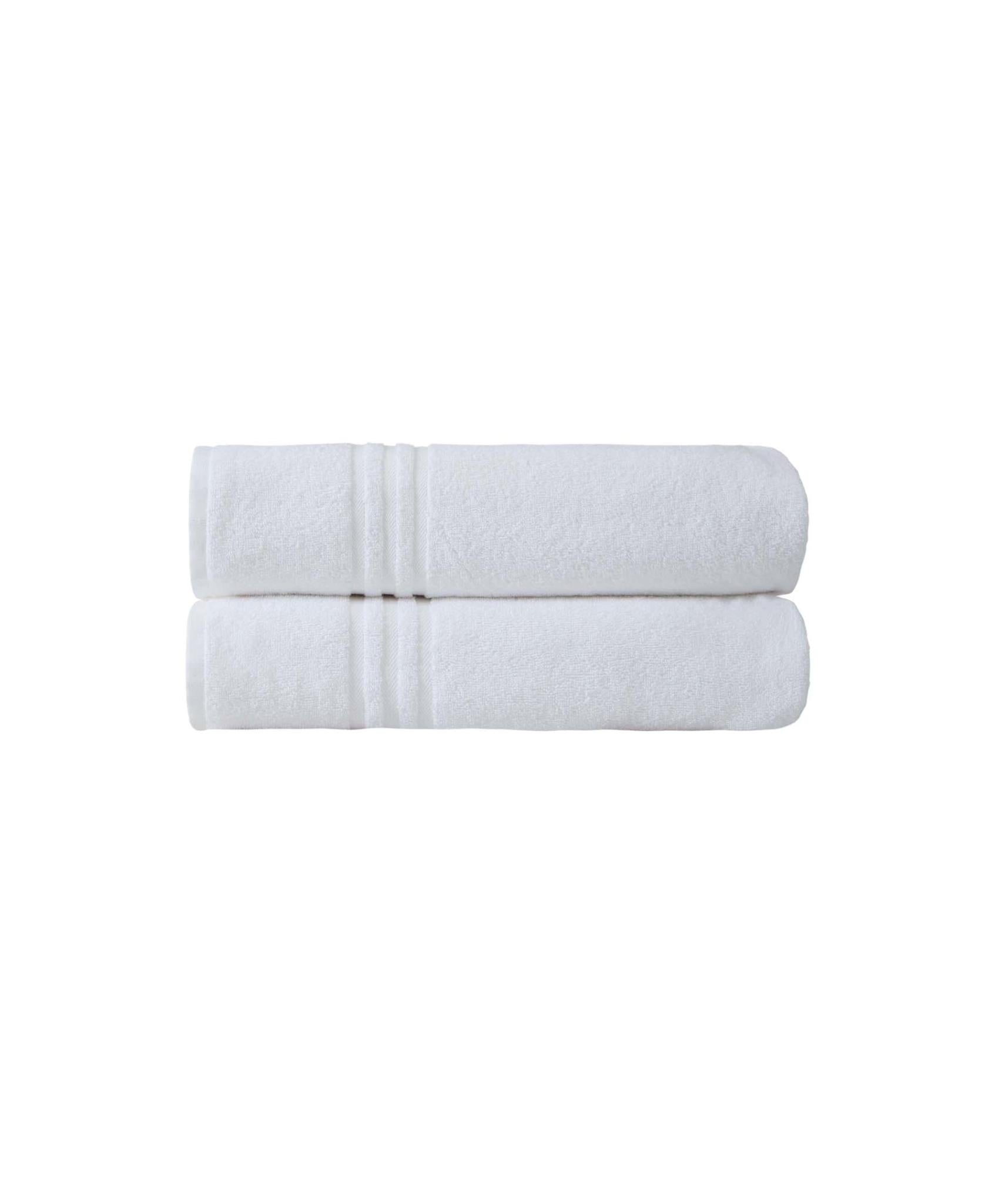 Set of Two White Turkish Cotton 35" X 66" Bath Sheets