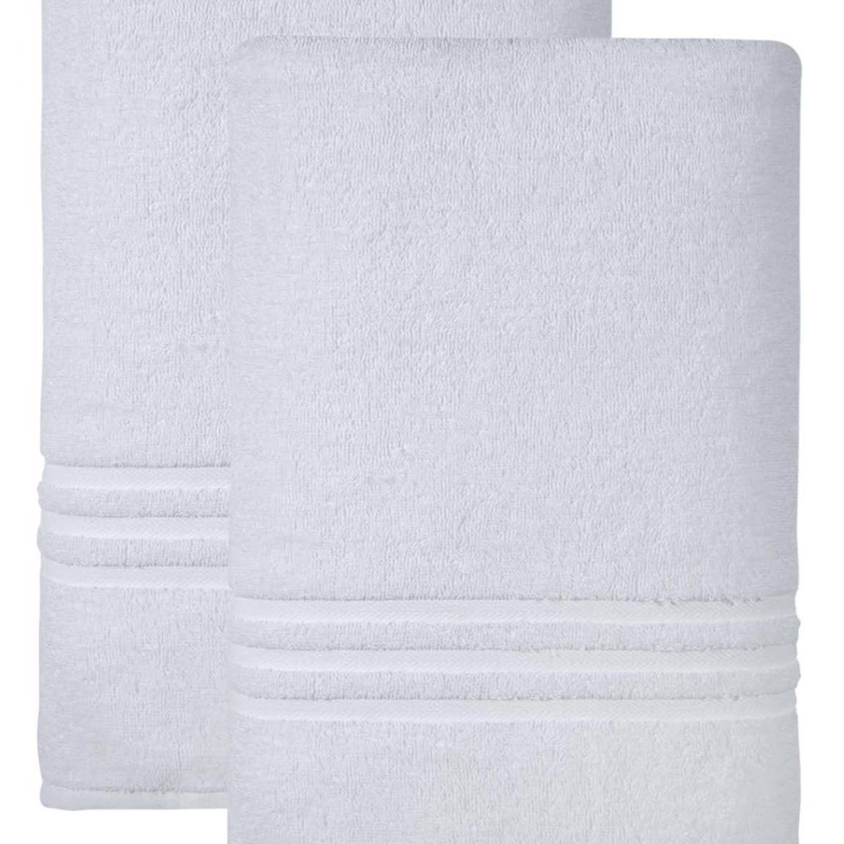 Set of Two White Turkish Cotton 35" X 66" Bath Sheets