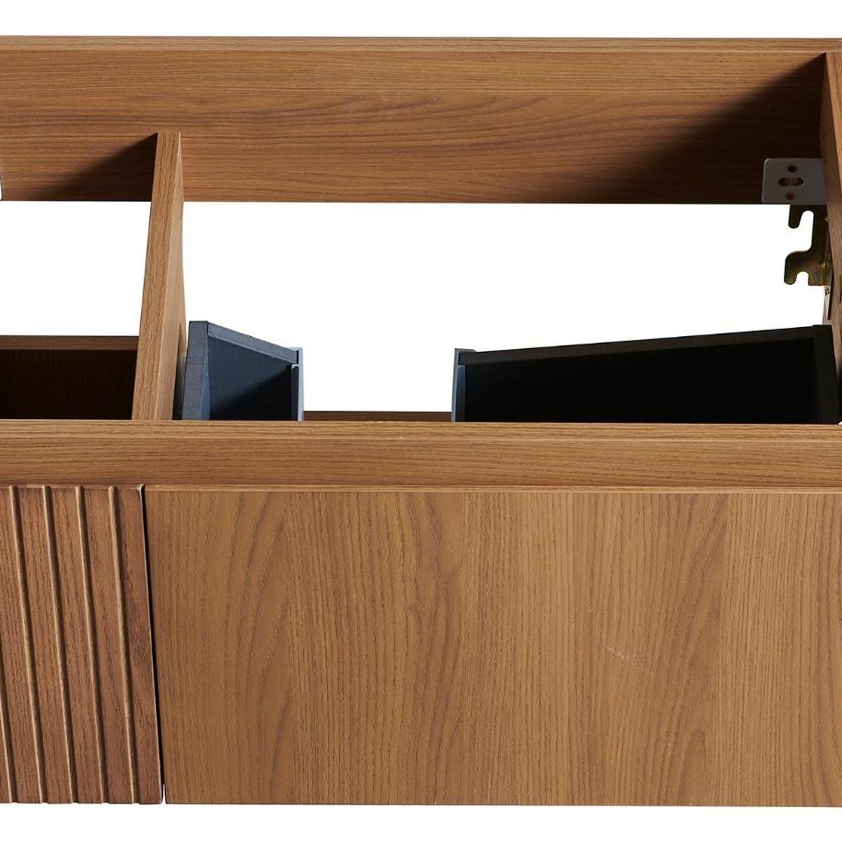 30" Brown Wood Floating Single Door Bathroom Vanity