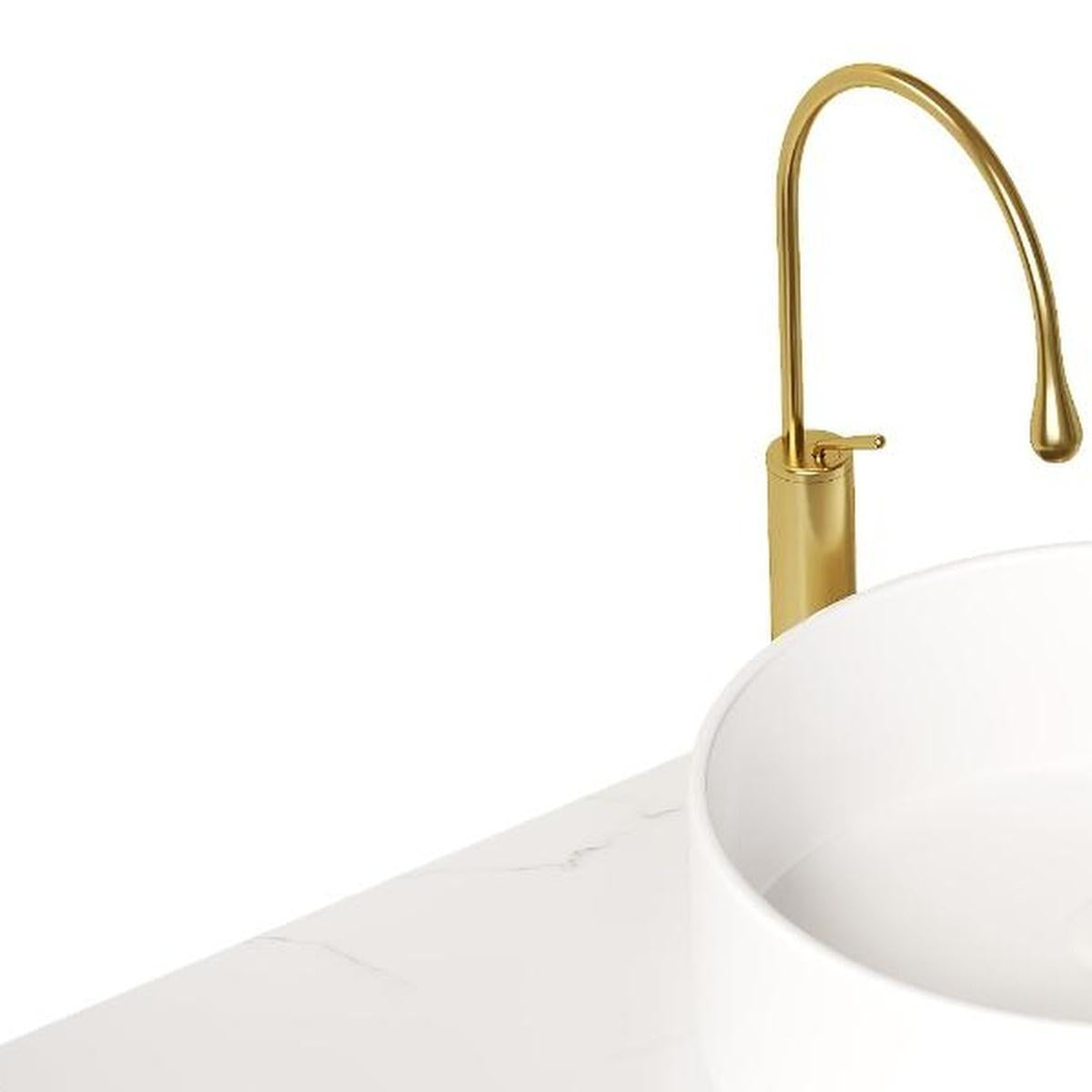30" White Wood Floating Bathroom Vanity With Ceramic Sink