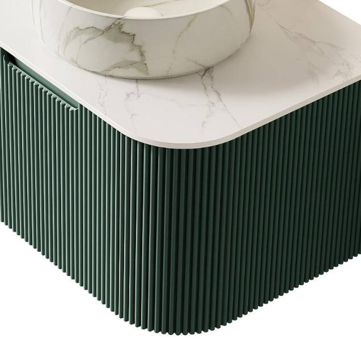 24" Green Wood Floating Bathroom Vanity With White Ceramic Sink