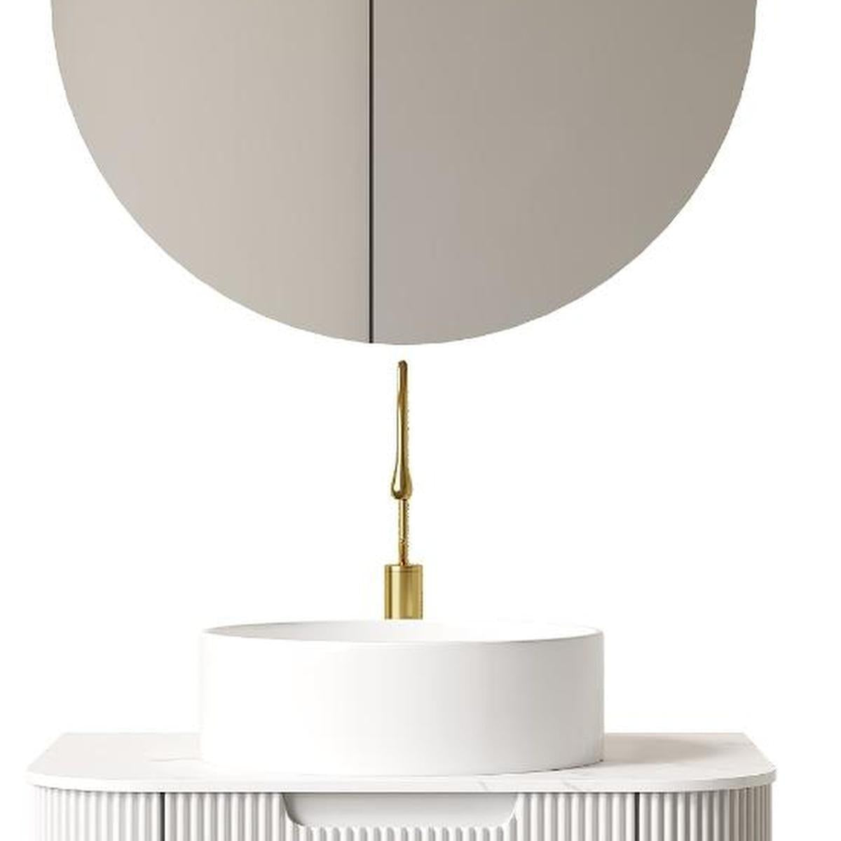 24" White Wood Floating Bathroom Vanity With Ceramic Sink