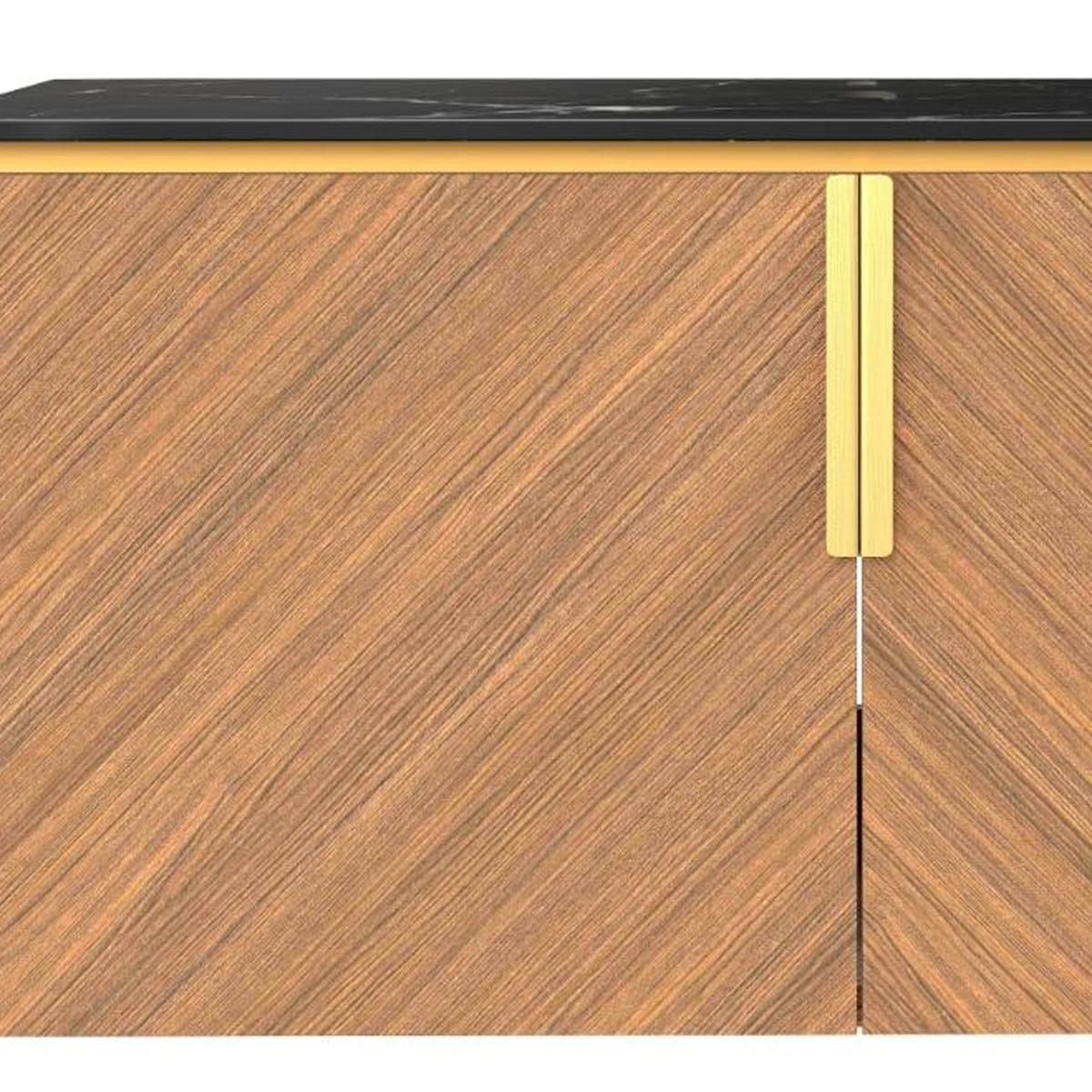 36" Brown Wood Floating Double Door Bathroom Vanity