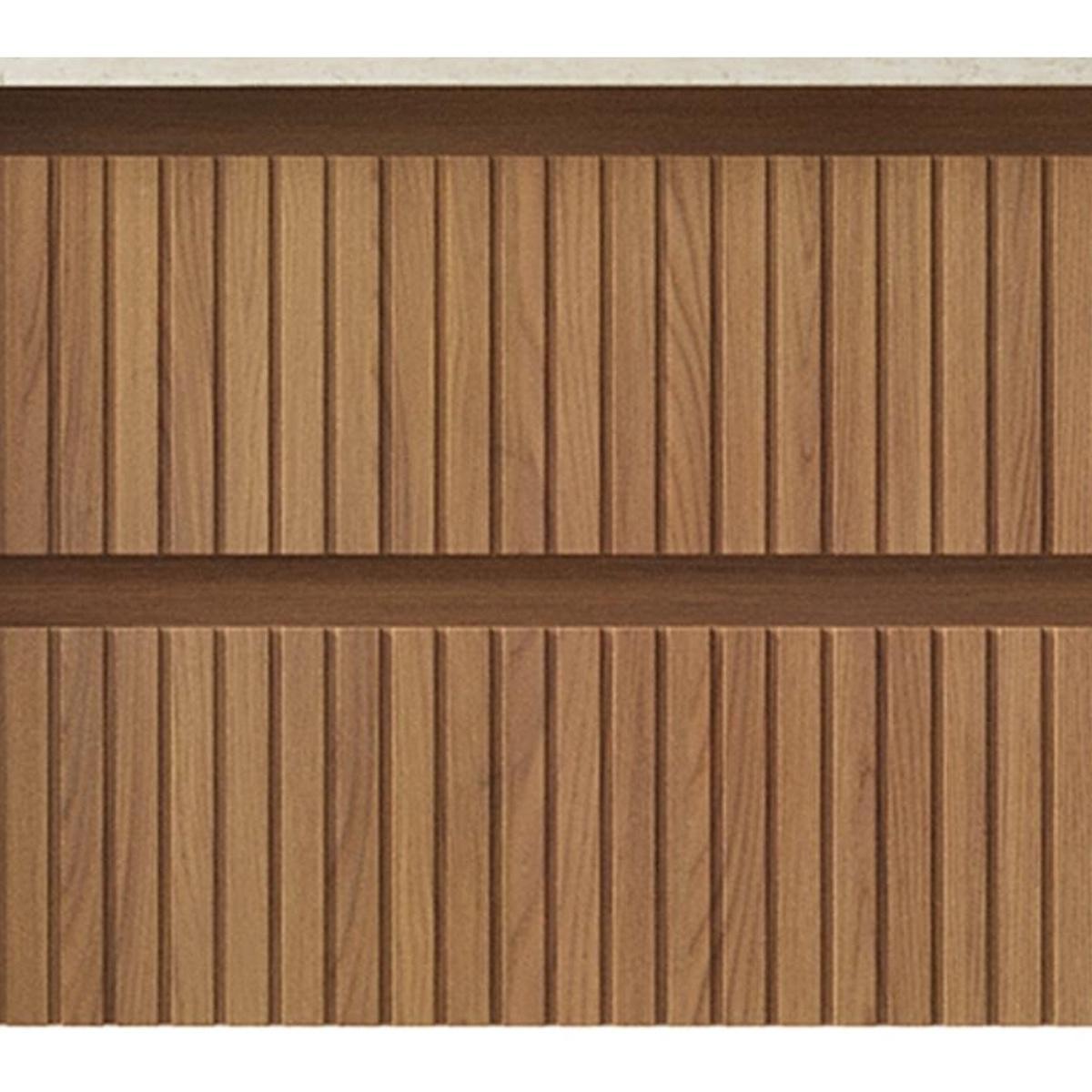 35" Brown Wood Floating Bathroom Vanity With Two Drawers