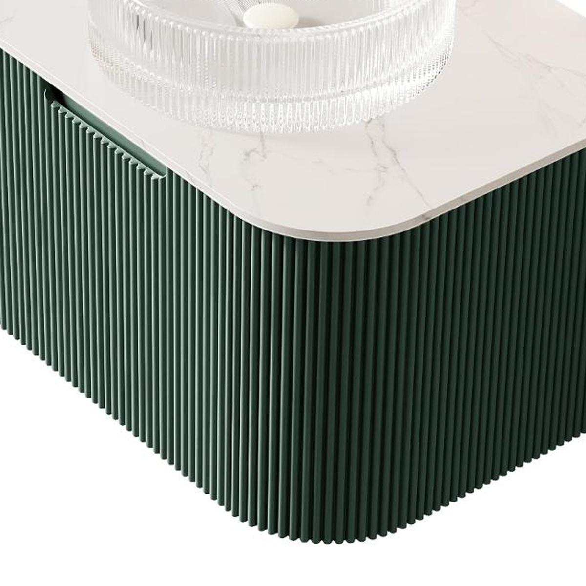 24" Green Wood Floating Bathroom Vanity With White Glass Sink