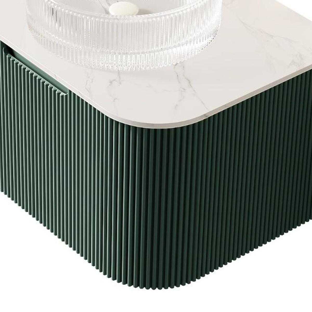 24" Green Wood Floating Bathroom Vanity With White Glass Sink