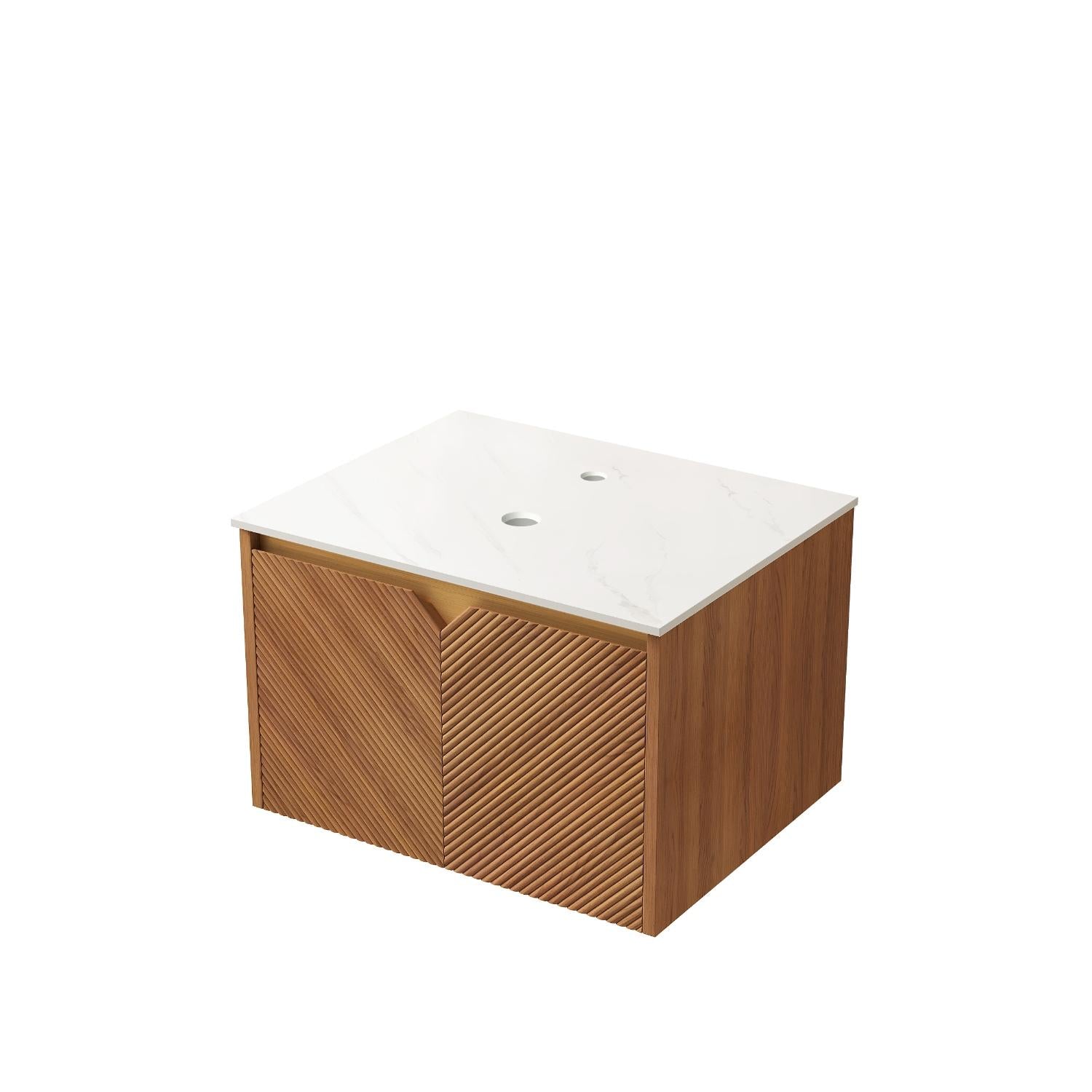 24" Brown Wood Floating Double Door Bathroom Vanity