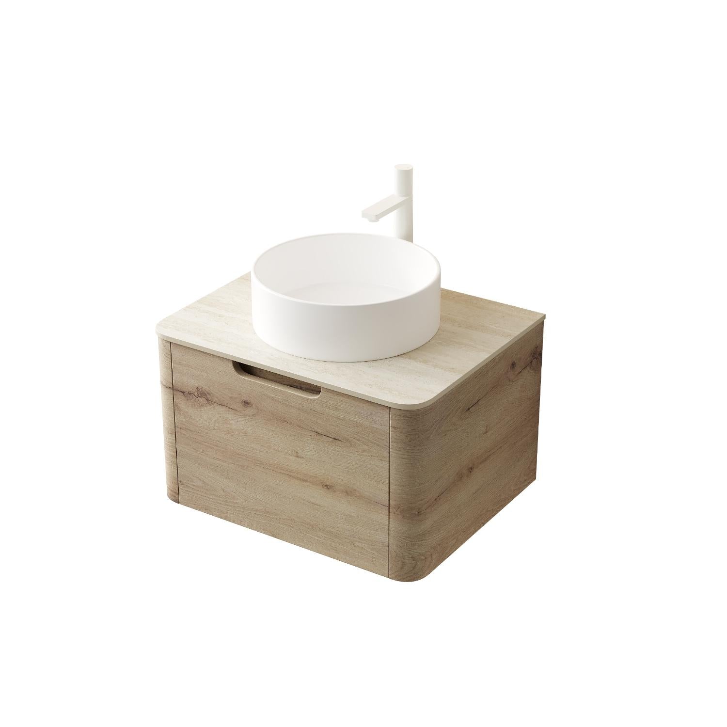 24" Brown Wood Floating Bathroom Vanity