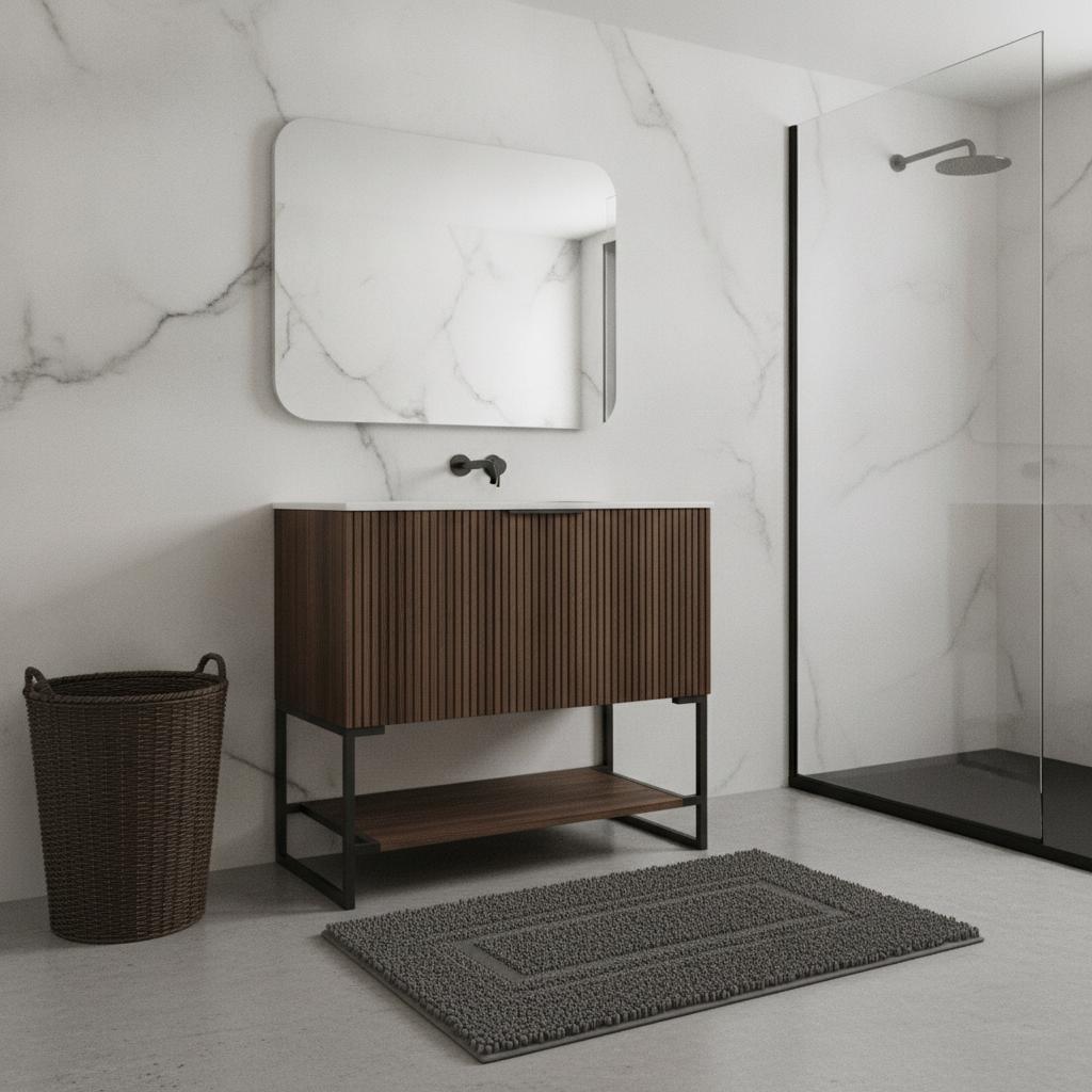 30" Brown Wood Bathroom Vanity