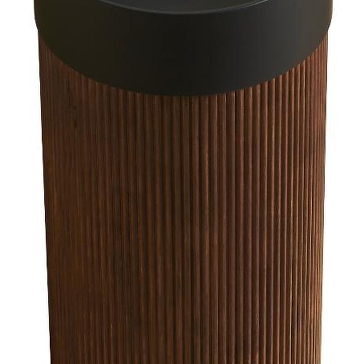 16" Brown Wood Floating Bathroom Vanity With Black Marble Sink
