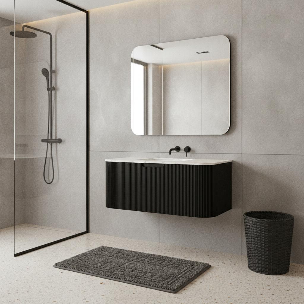 36" Brown Wood Floating Bathroom Vanity