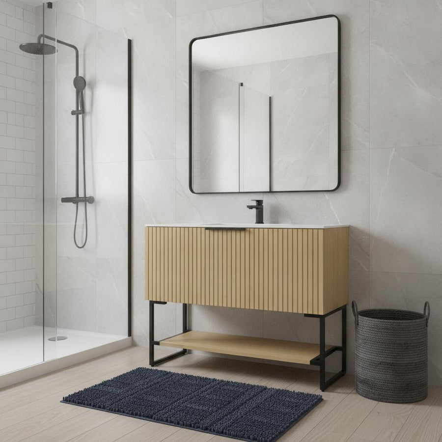 35" Brown Wood Bathroom Vanity