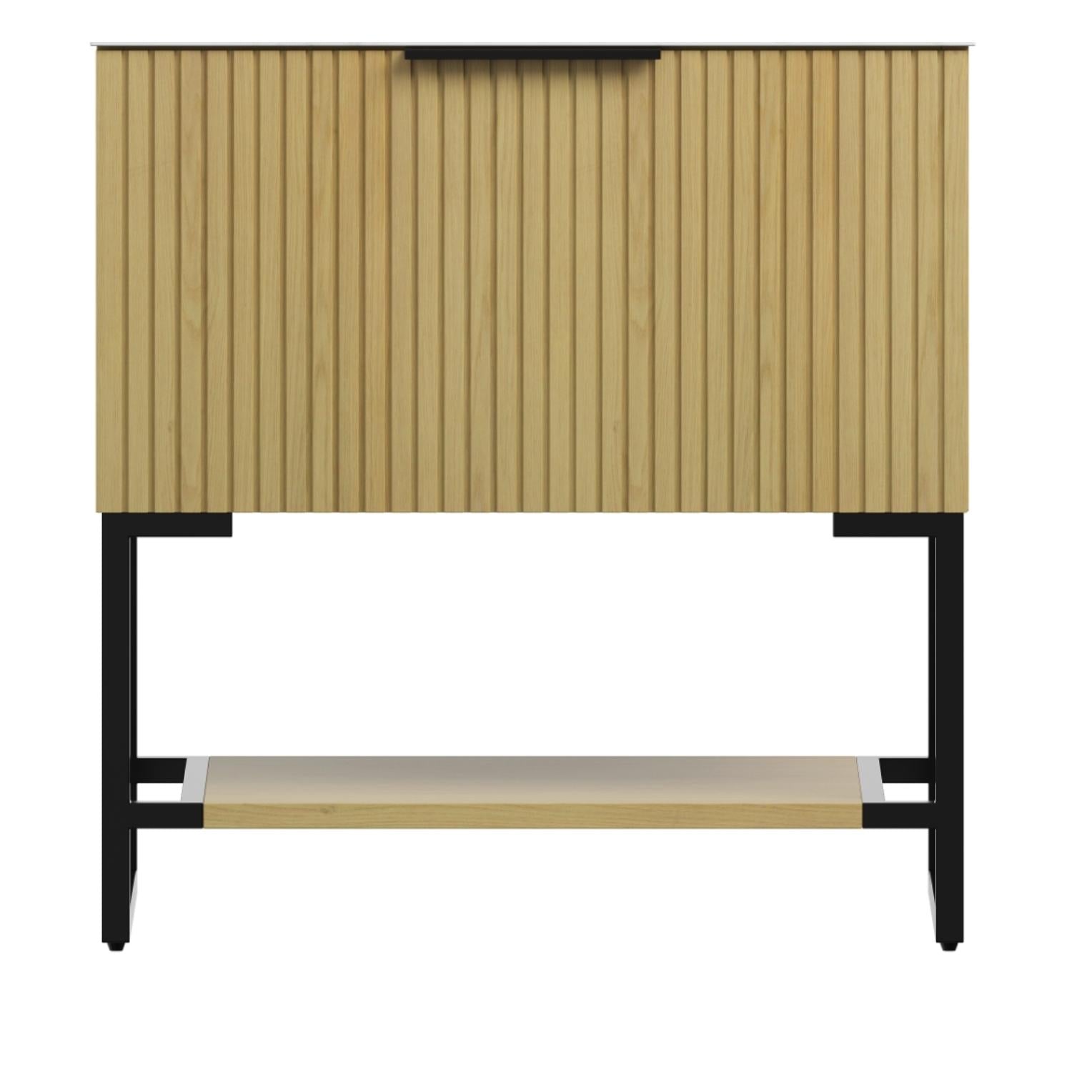 30" Brown Wood Bathroom Vanity