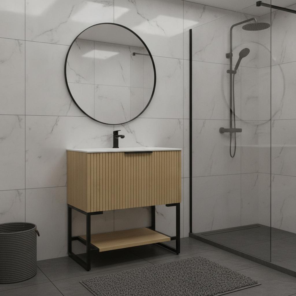 30" Brown Wood Bathroom Vanity