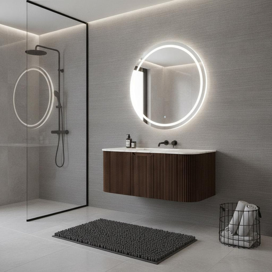 36" Brown Wood Floating Bathroom Vanity