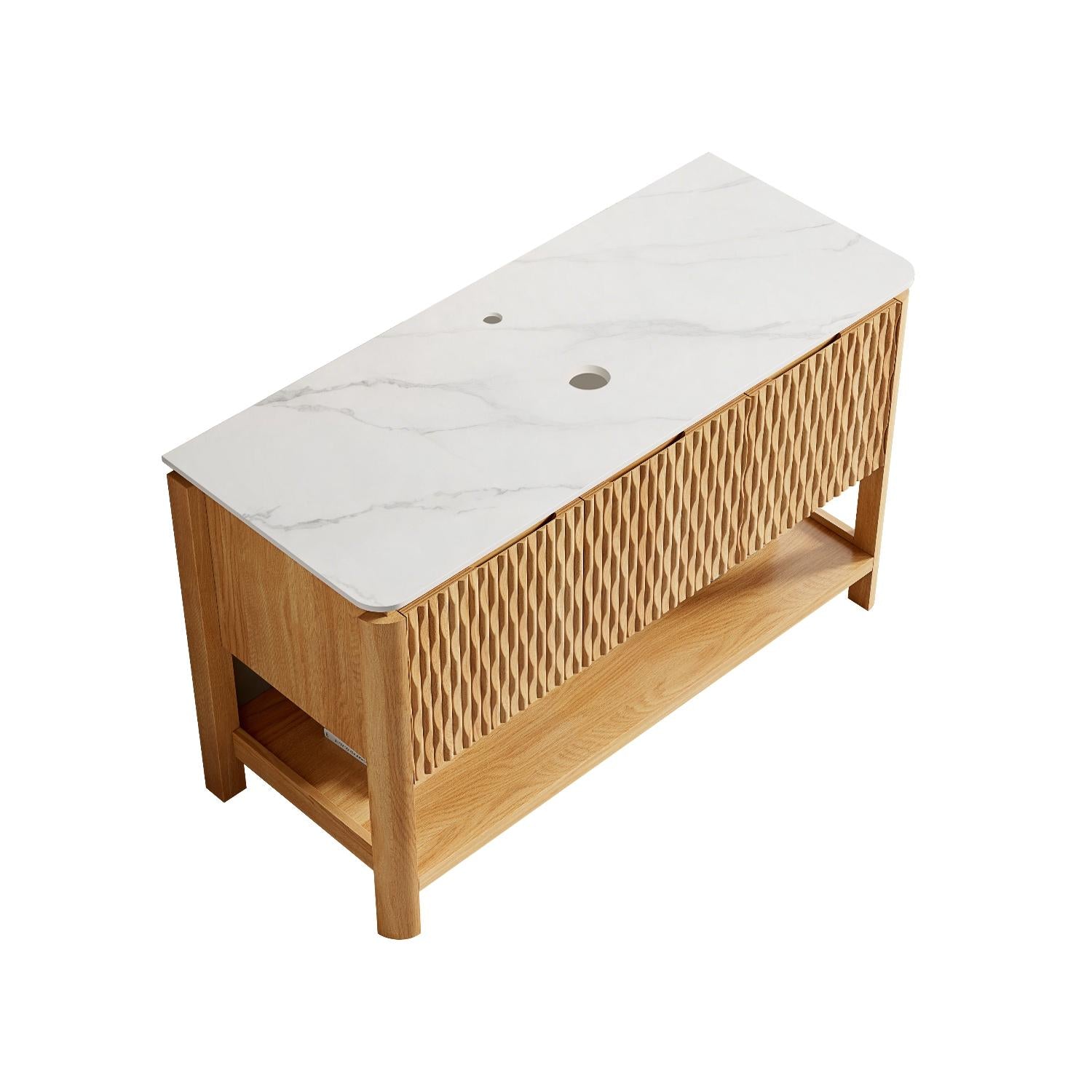 48" Gold Wood Three Door Bathroom Vanity