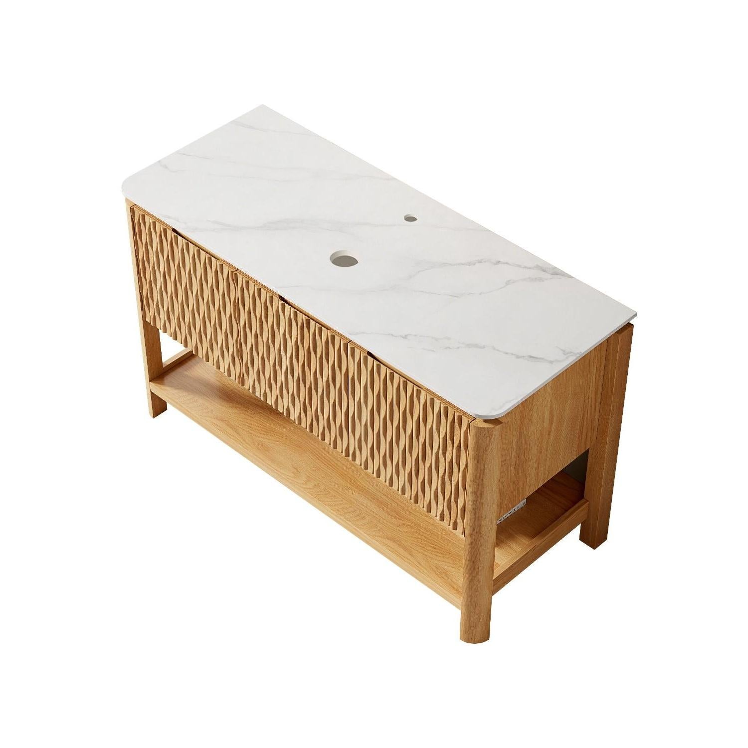48" Gold Wood Three Door Bathroom Vanity