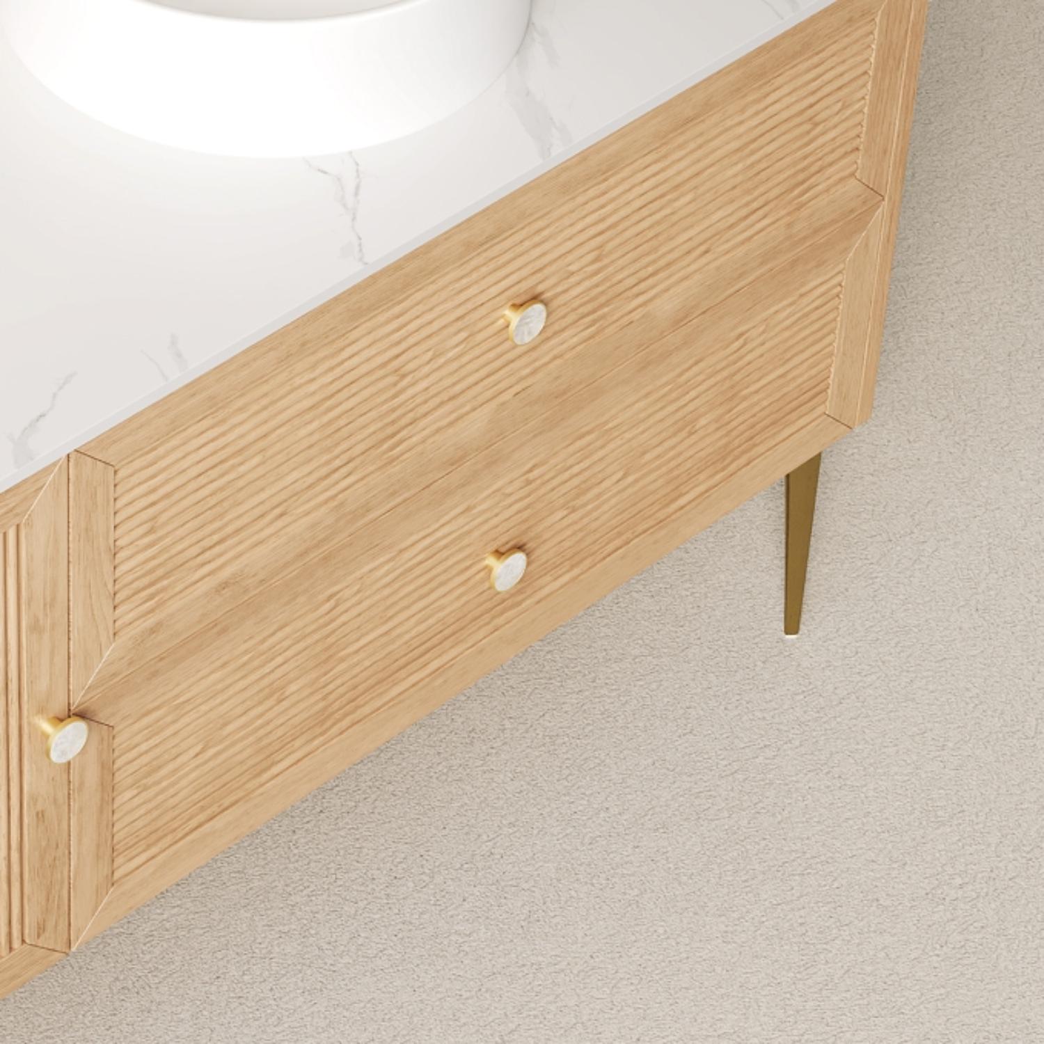 48" Brown Wood Single Door Bathroom Vanity With Two Drawers